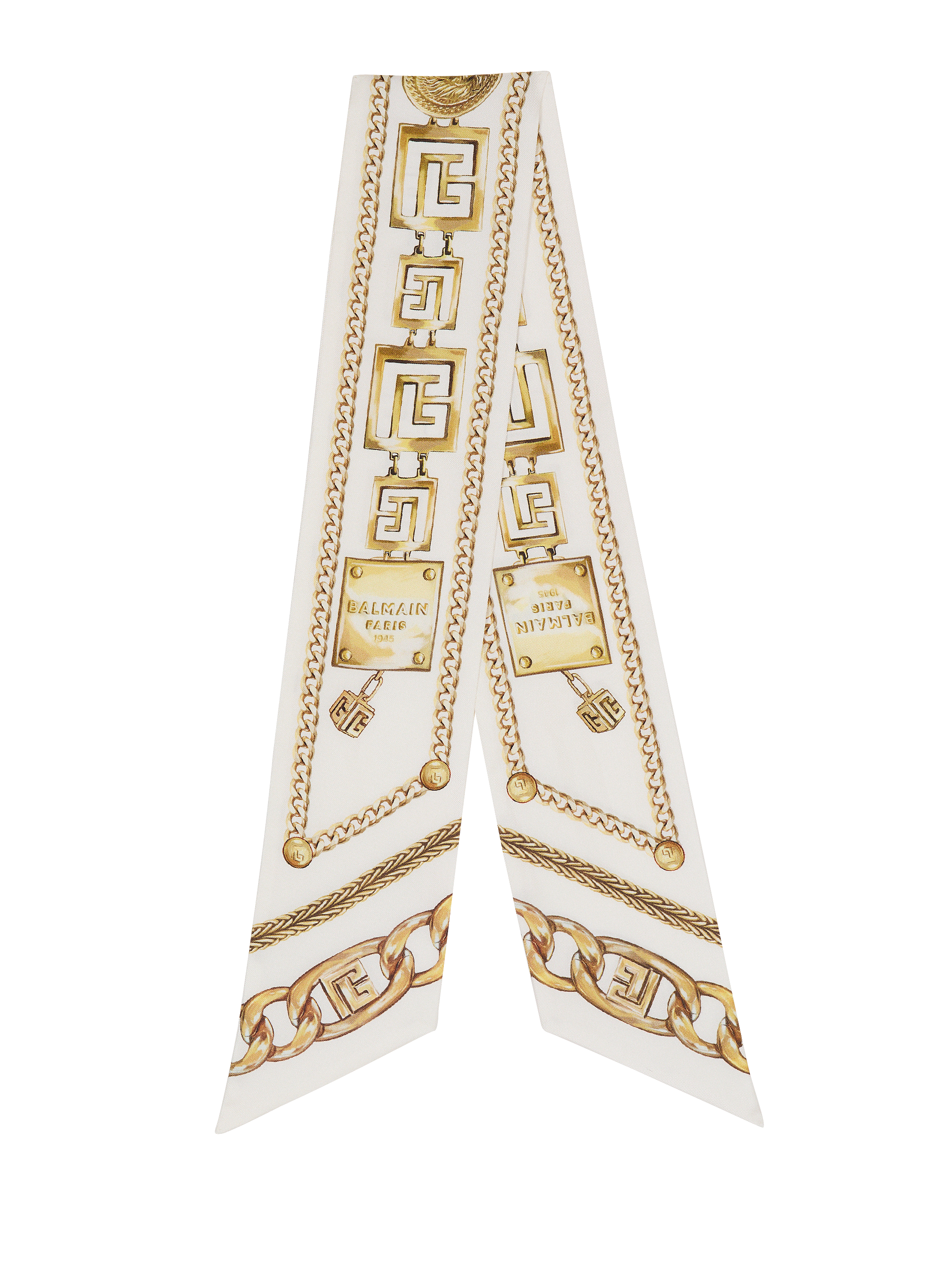 Printed silk bandana with Balmain Chains pattern