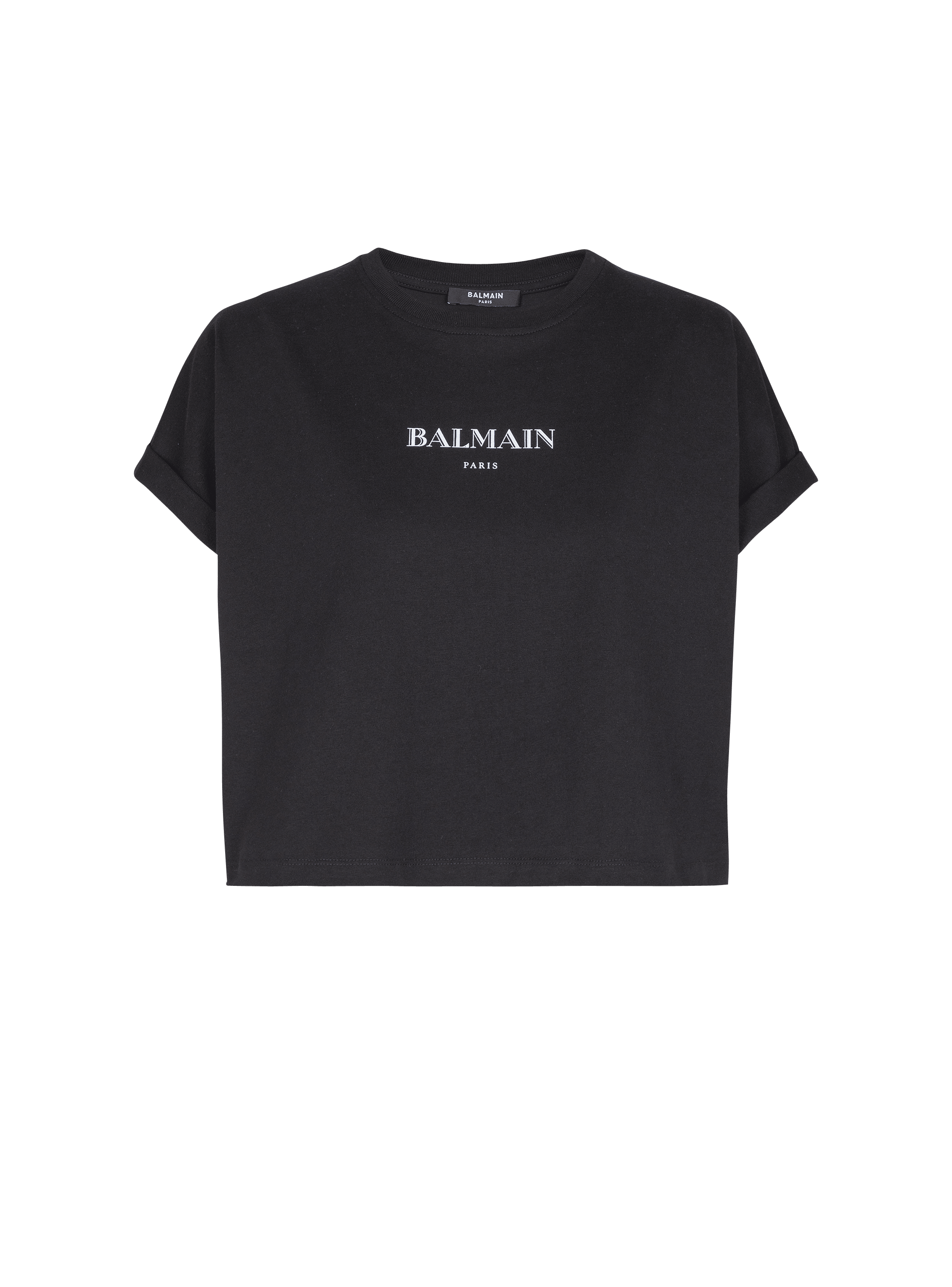 Cropped T-shirt with Balmain print