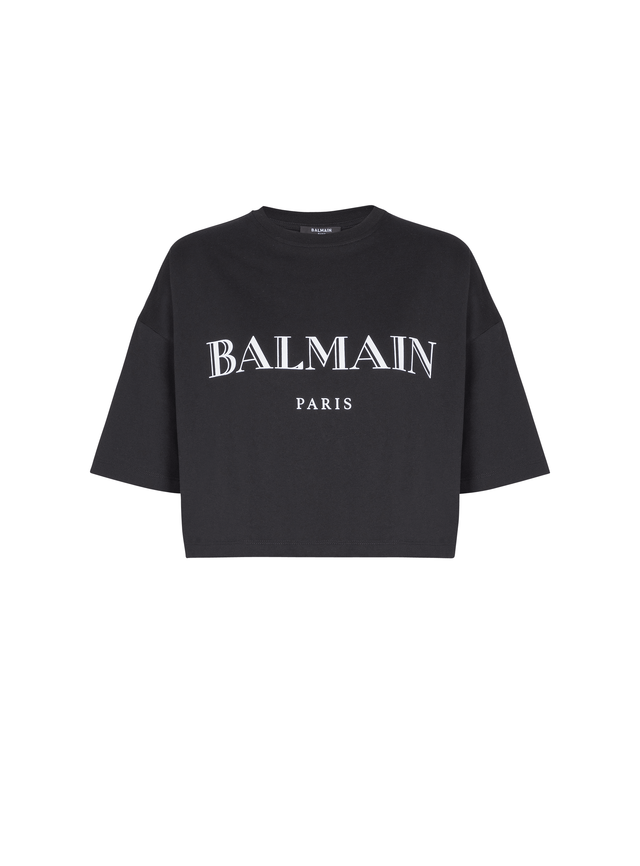 Boxy cropped T-shirt with Balmain print