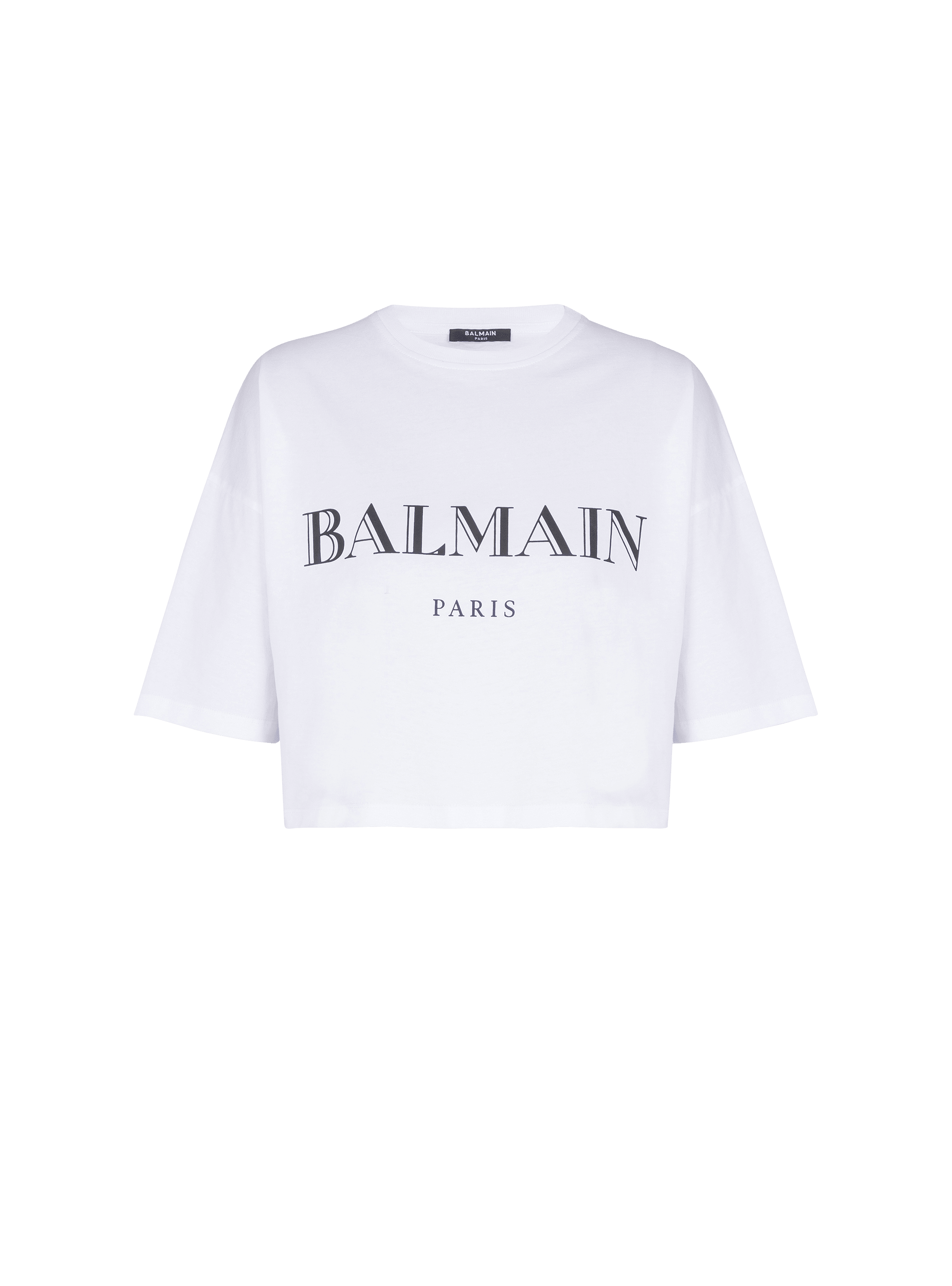 Boxy cropped T-shirt with Balmain print