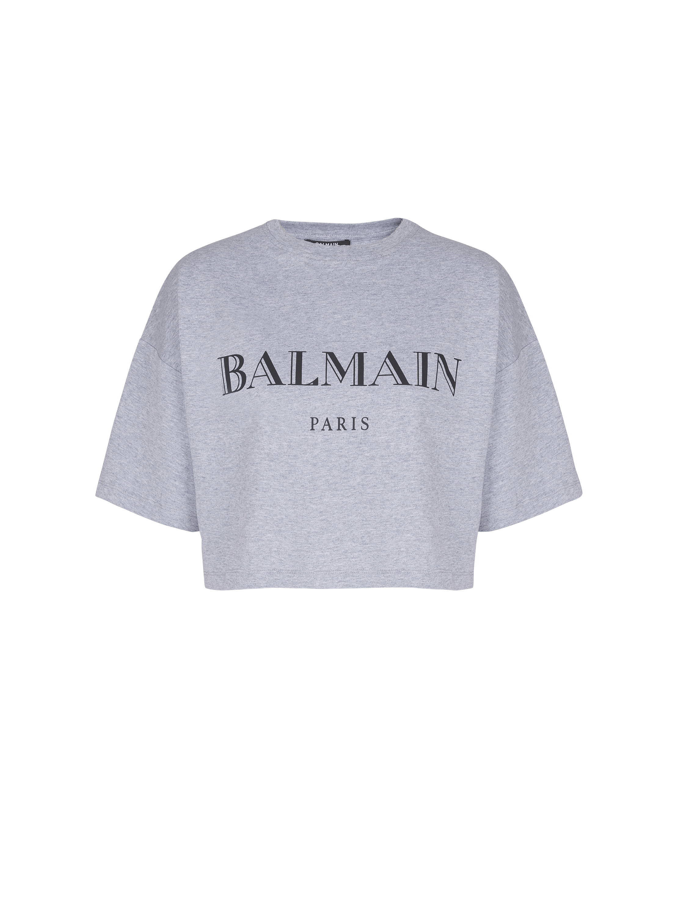 Boxy cropped T-shirt with Balmain print
