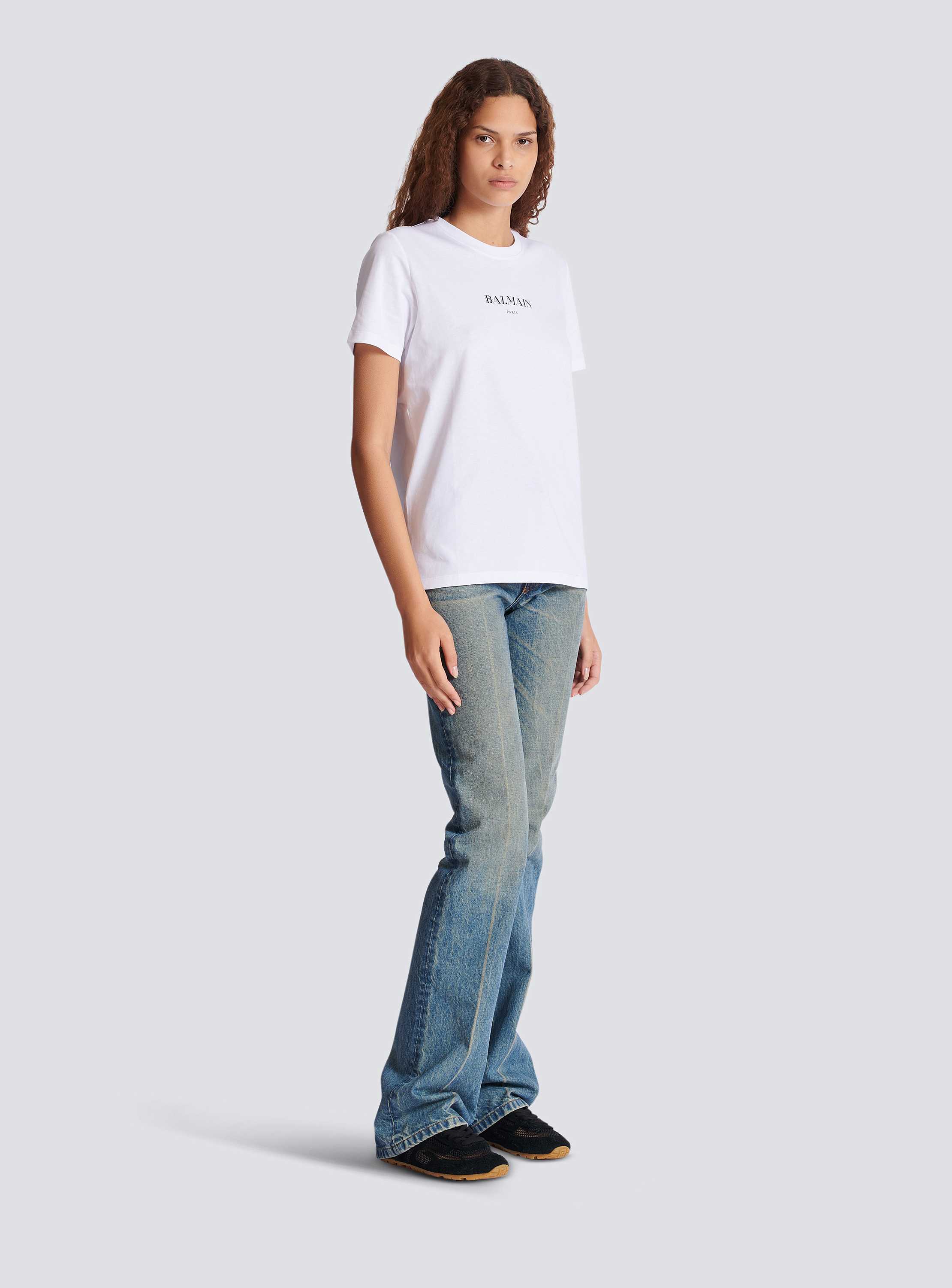 在庫残りわずか【BALMAIN】ハーフジップ ロゴ Tシャツ Balmain-Black_WhiteLogo-T-