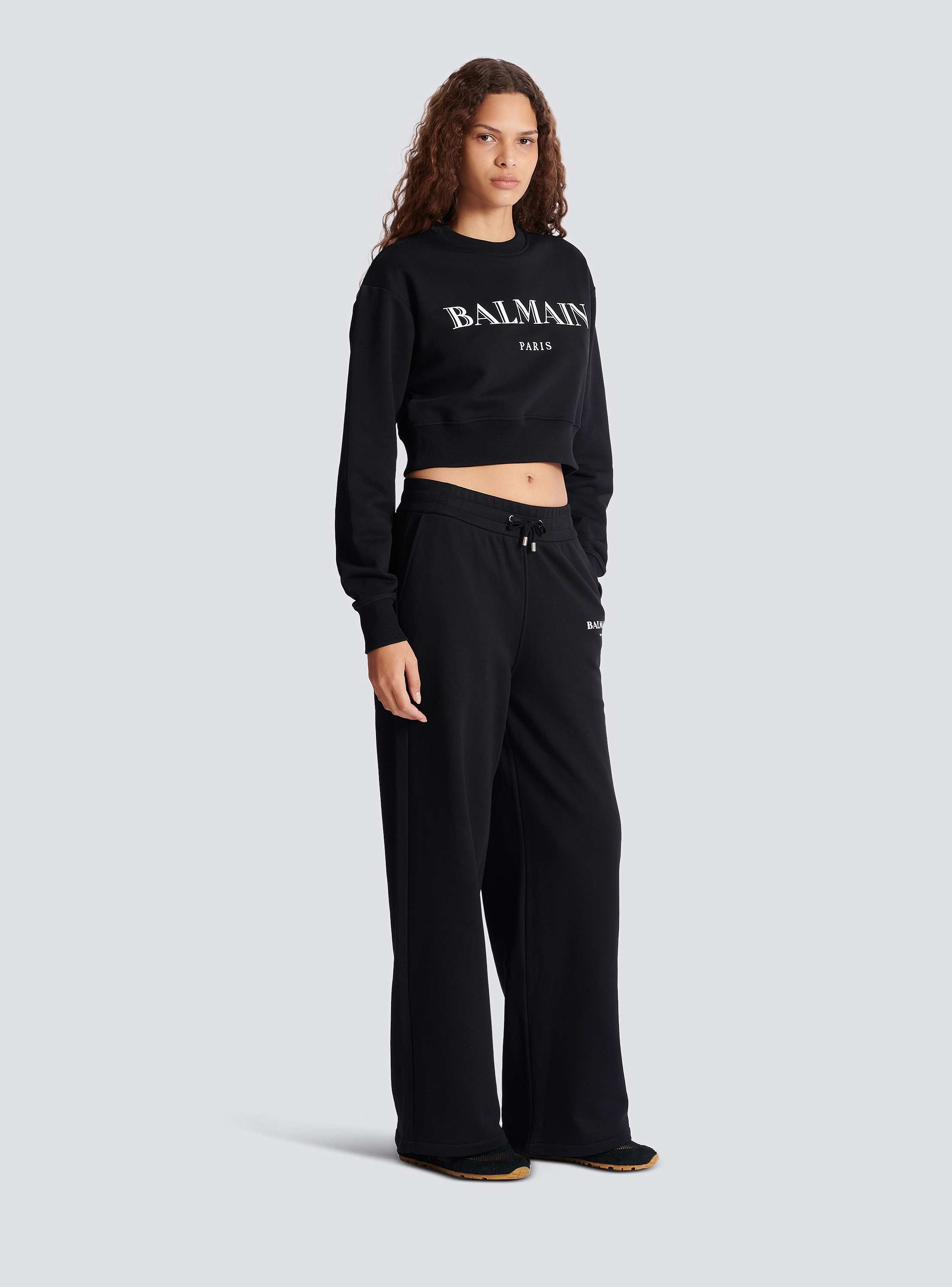 アウターその他 BALMAIN Women Outer FF1KO004KI62 EADEADNOIR Black Printed Balmain crew-neck sweatshirt - Women | BALMAIN