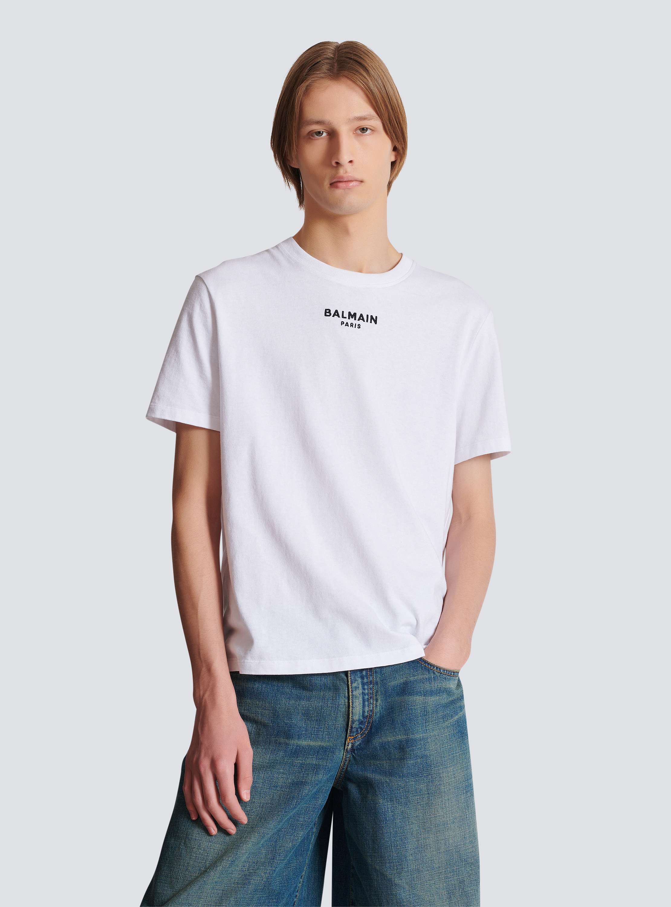 トップス BALMAIN PARIS BALMAIN - 【ラスト1点】Black cotton sweatshirt with white