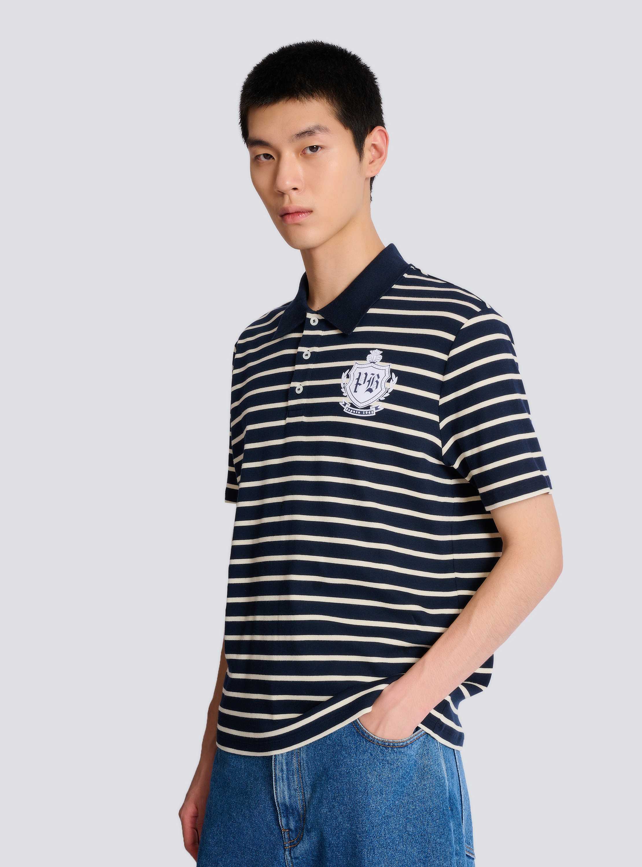 Striped College Emblem polo