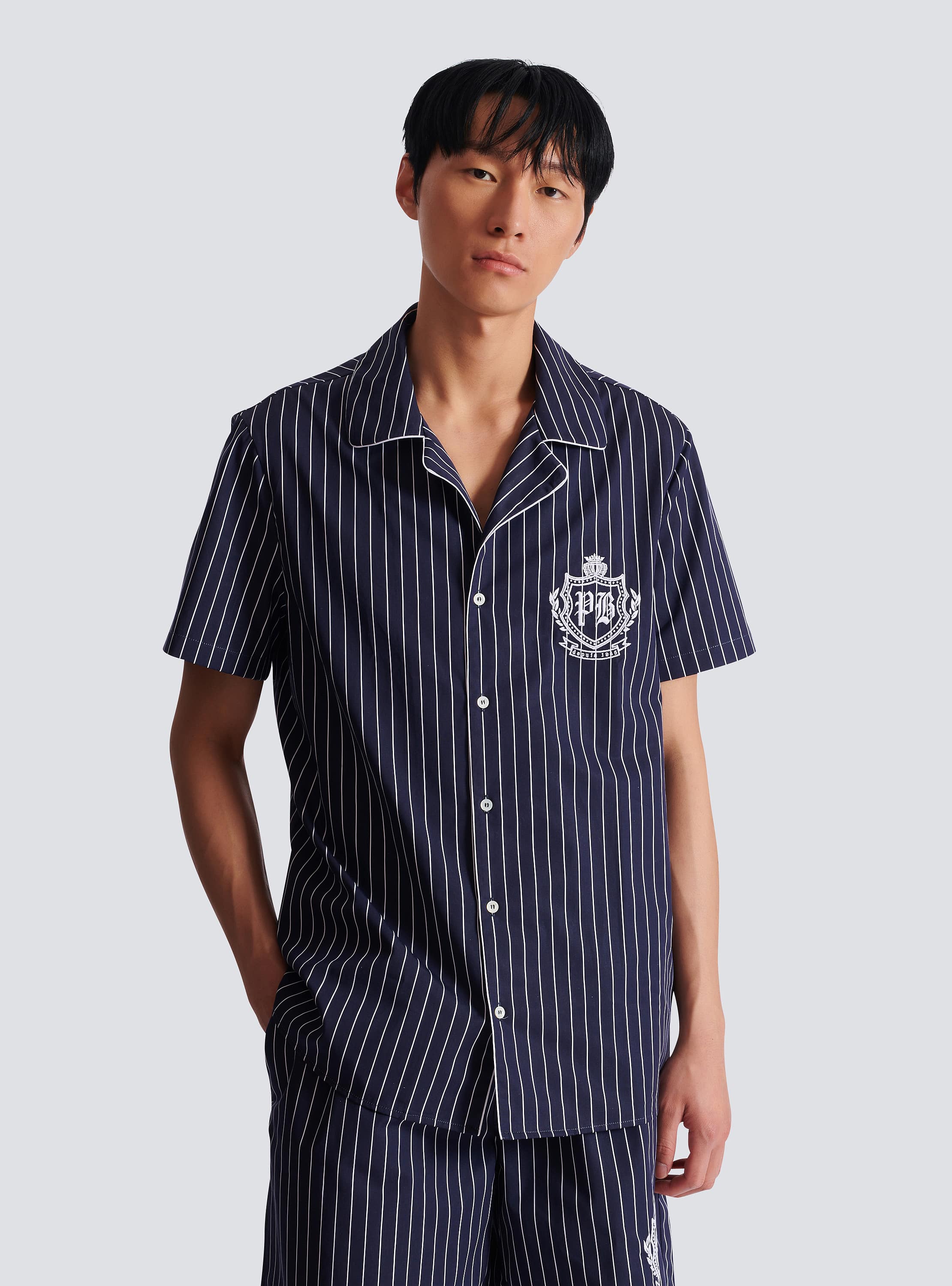 Striped poplin pyjama shirt