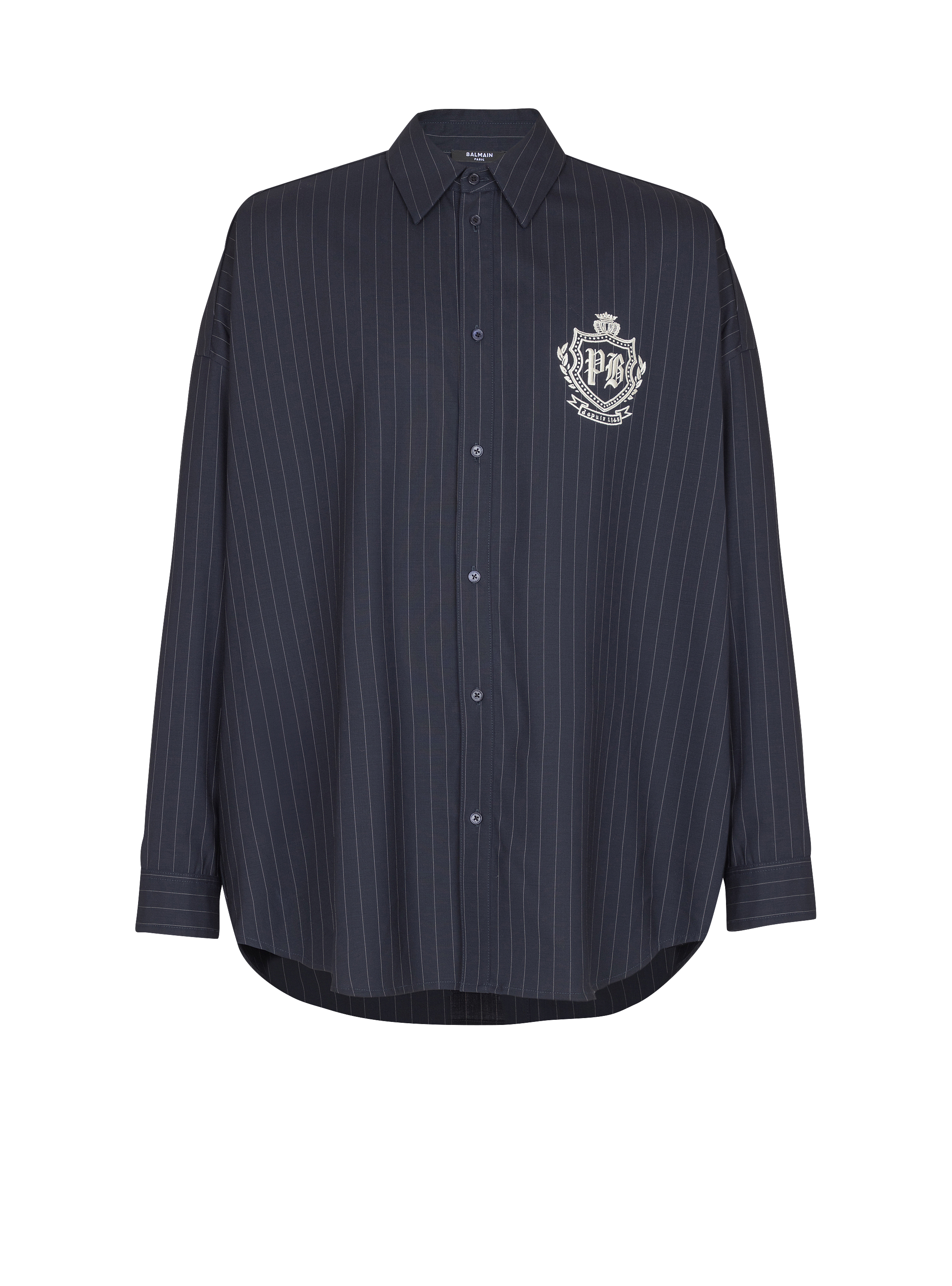 Striped wool College Emblem shirt