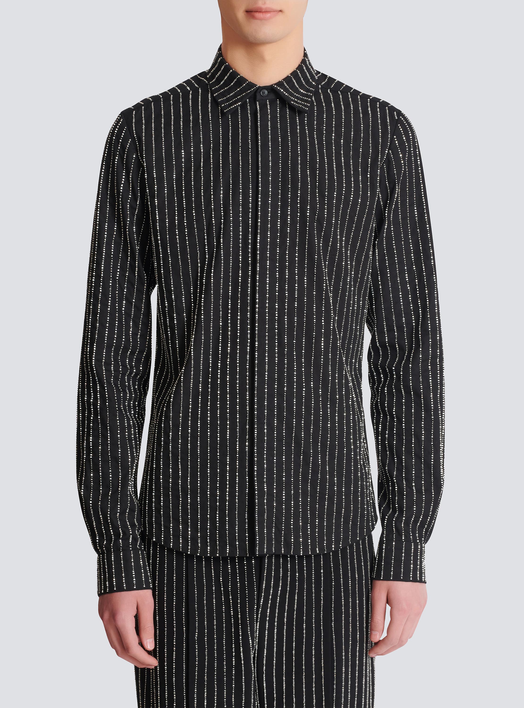 Cotton shirt with crystal stripes