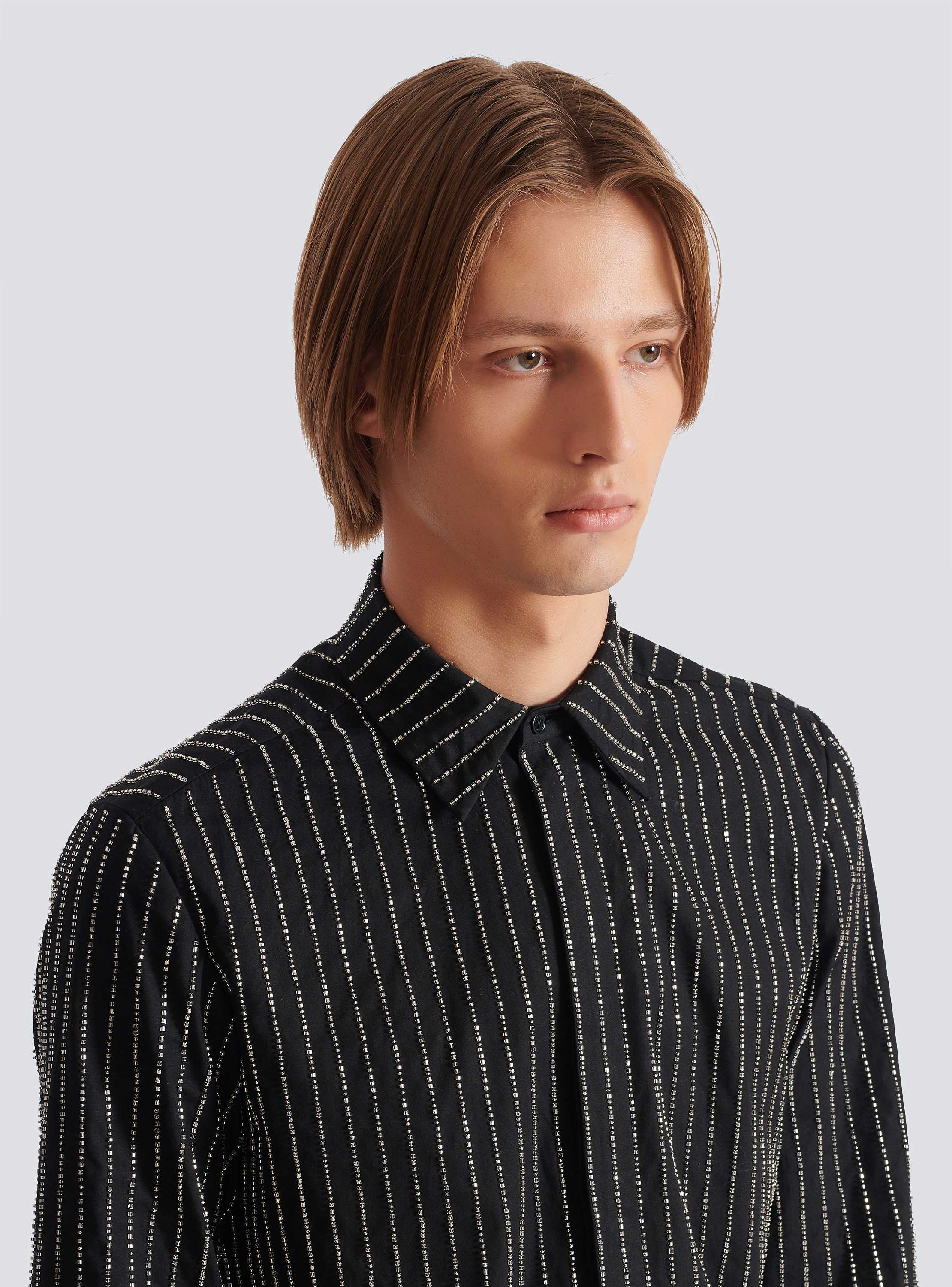 Cotton shirt with crystal stripes