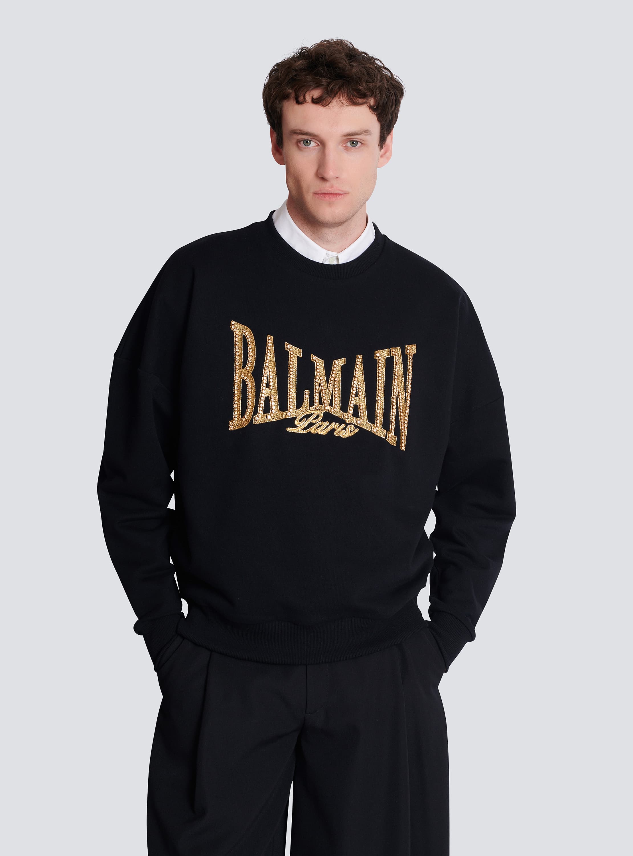 Embroidered Balmain College sweatshirt
