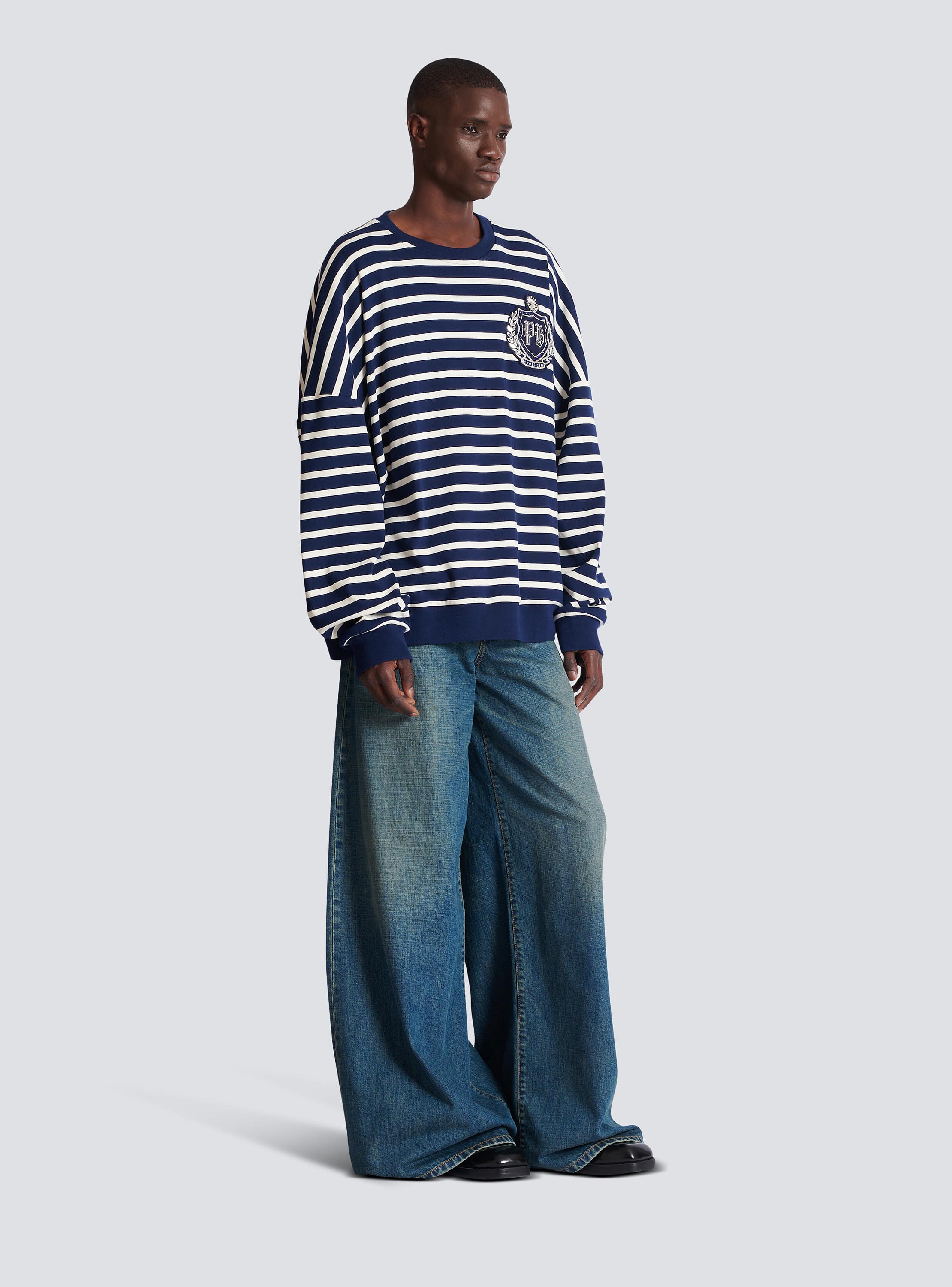 Cotton College Emblem sweatshirt with Breton stripes