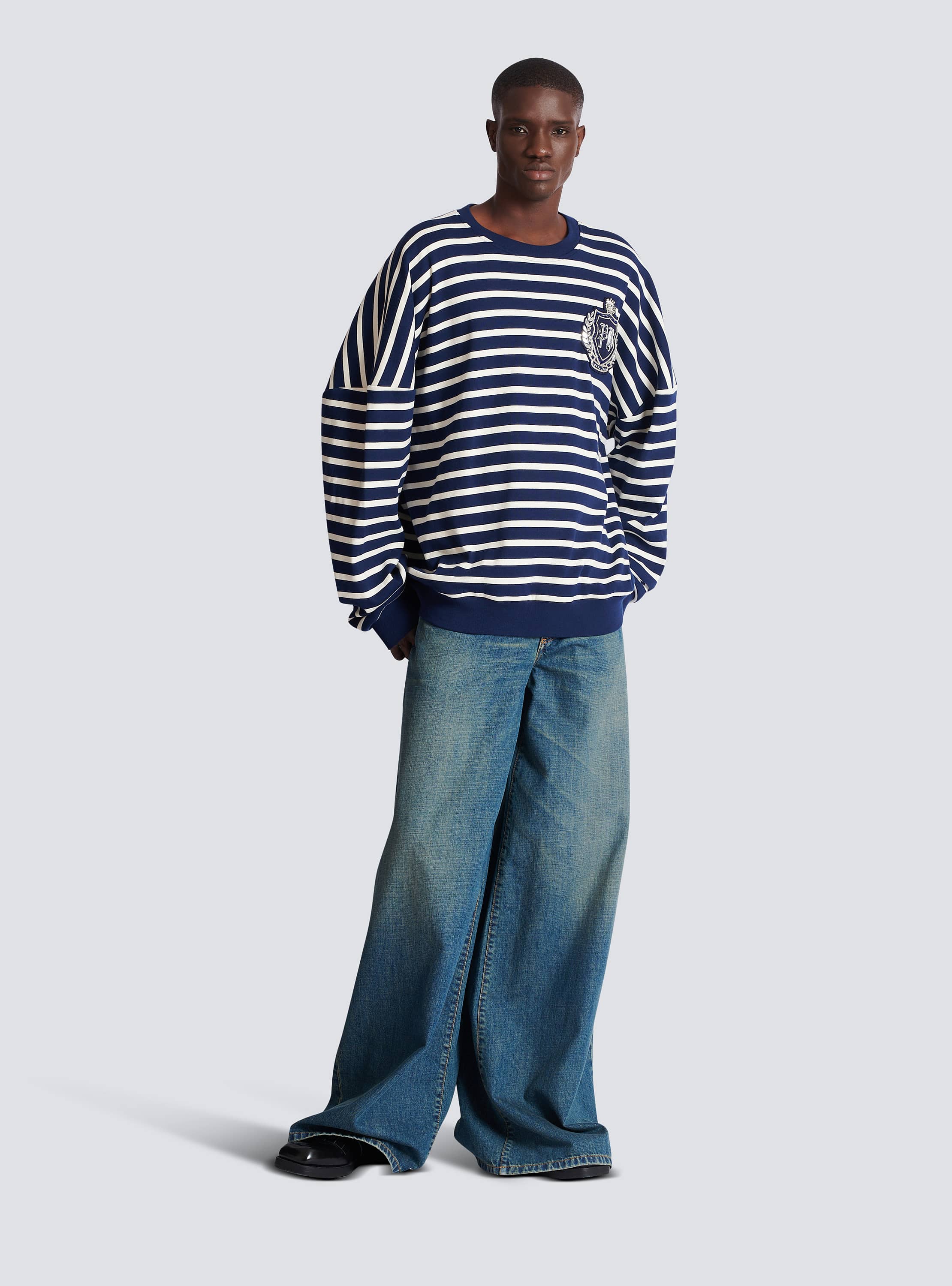 Cotton College Emblem sweatshirt with Breton stripes