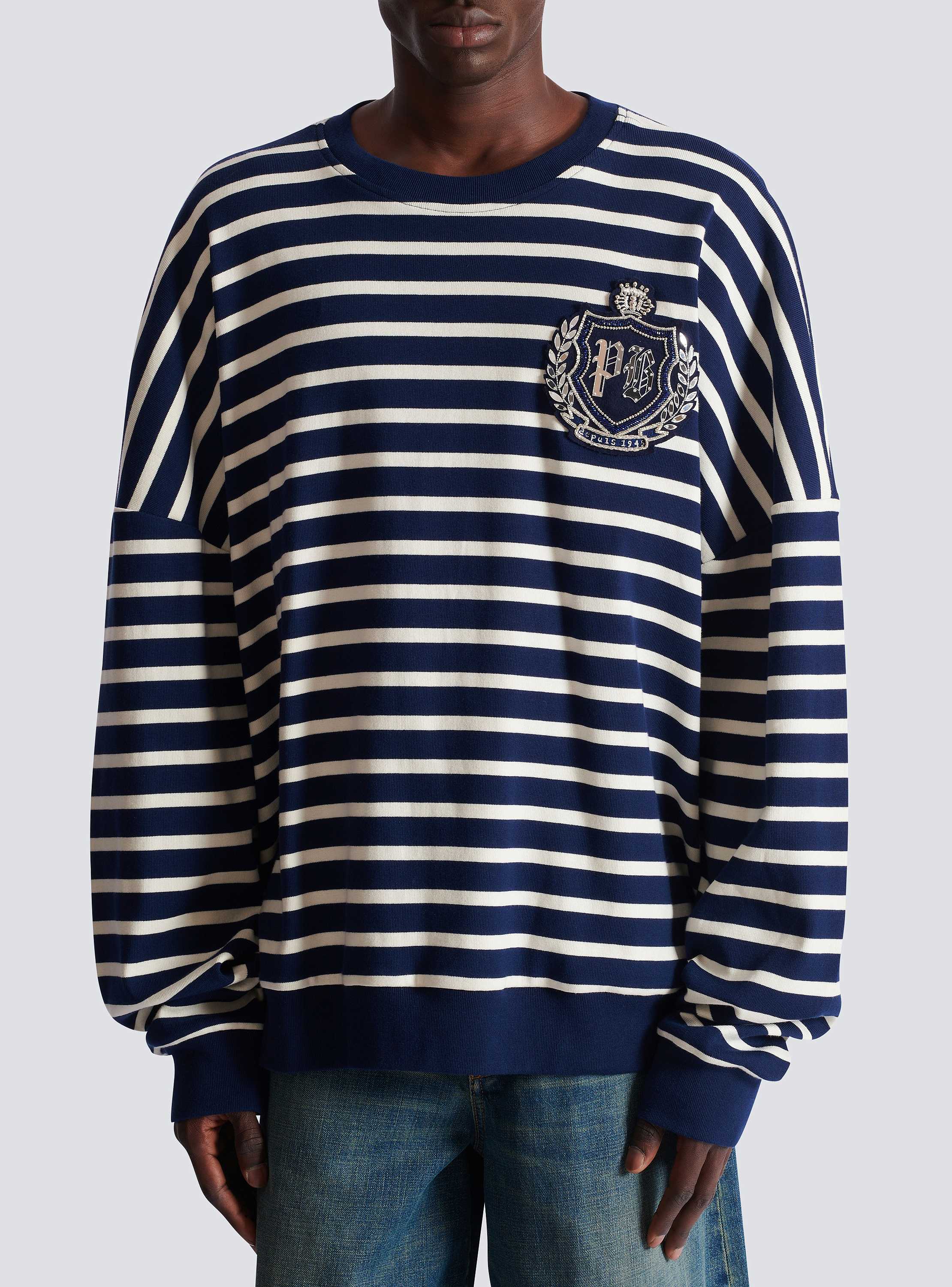 Cotton College Emblem sweatshirt with Breton stripes
