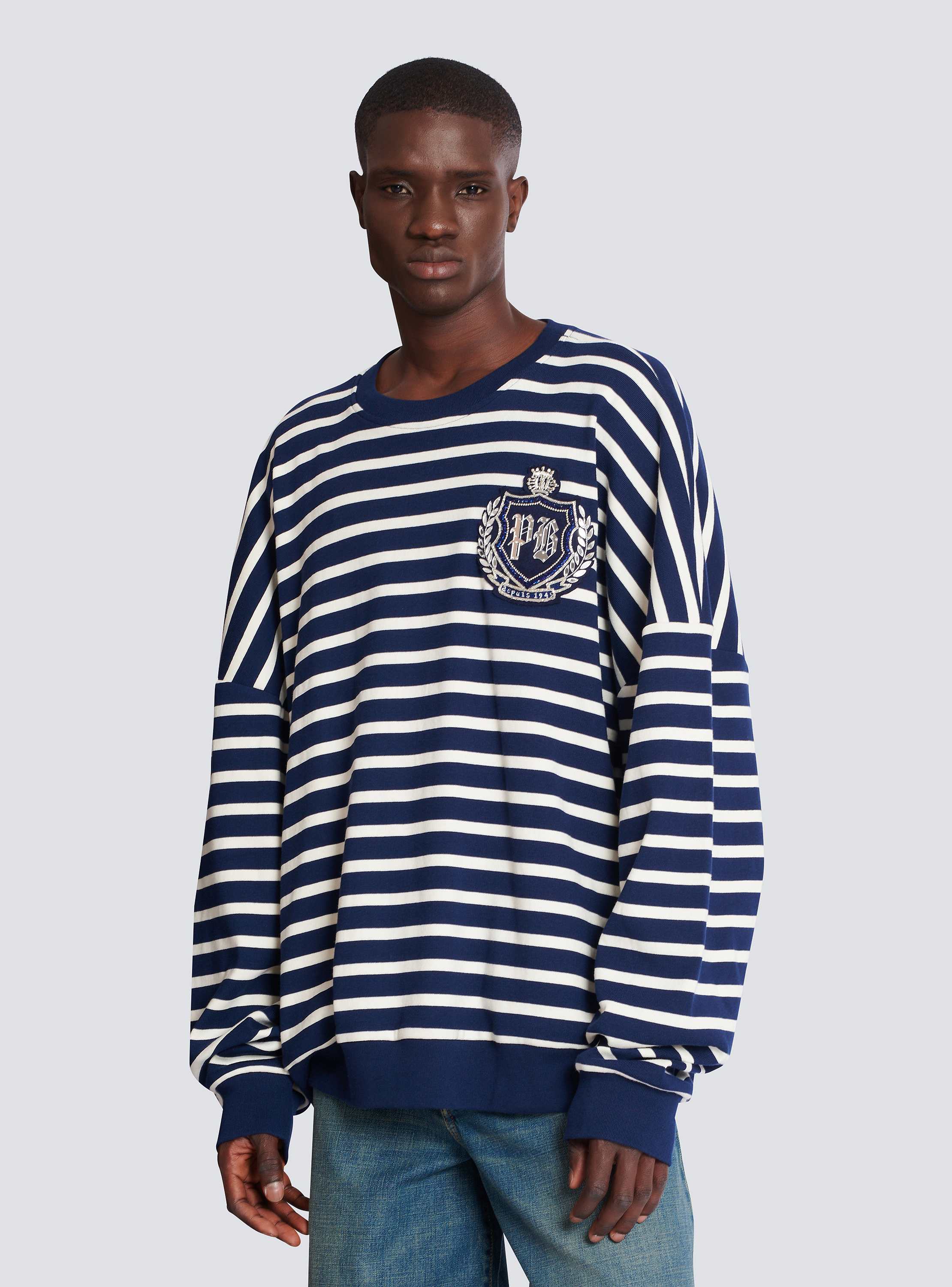 Cotton College Emblem sweatshirt with Breton stripes