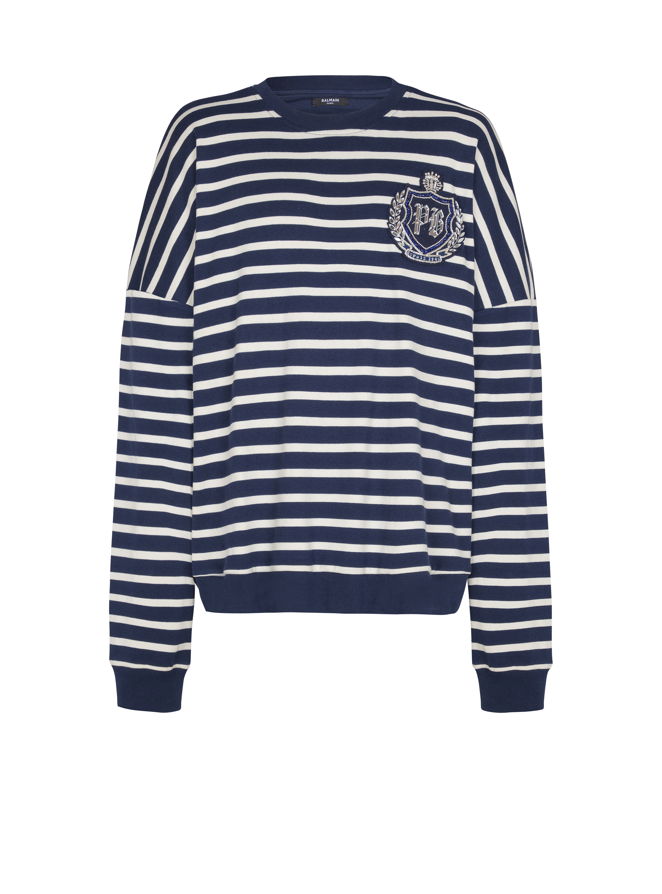 Cotton College Emblem sweatshirt with Breton stripes