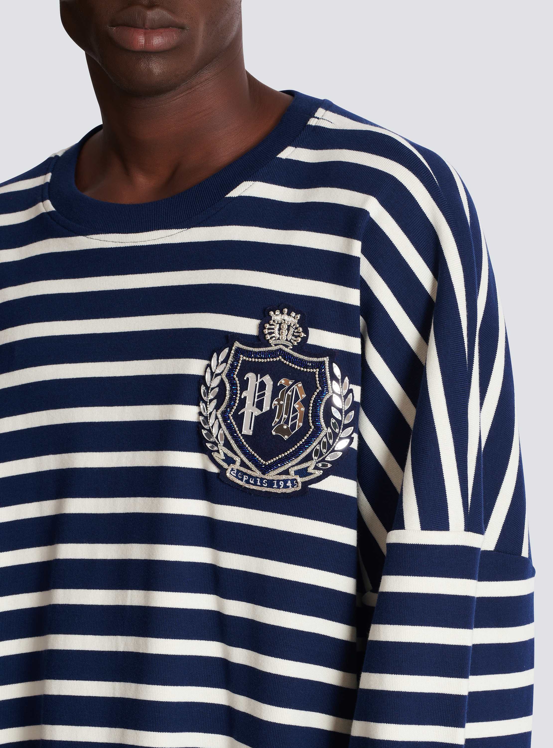 Cotton College Emblem sweatshirt with Breton stripes