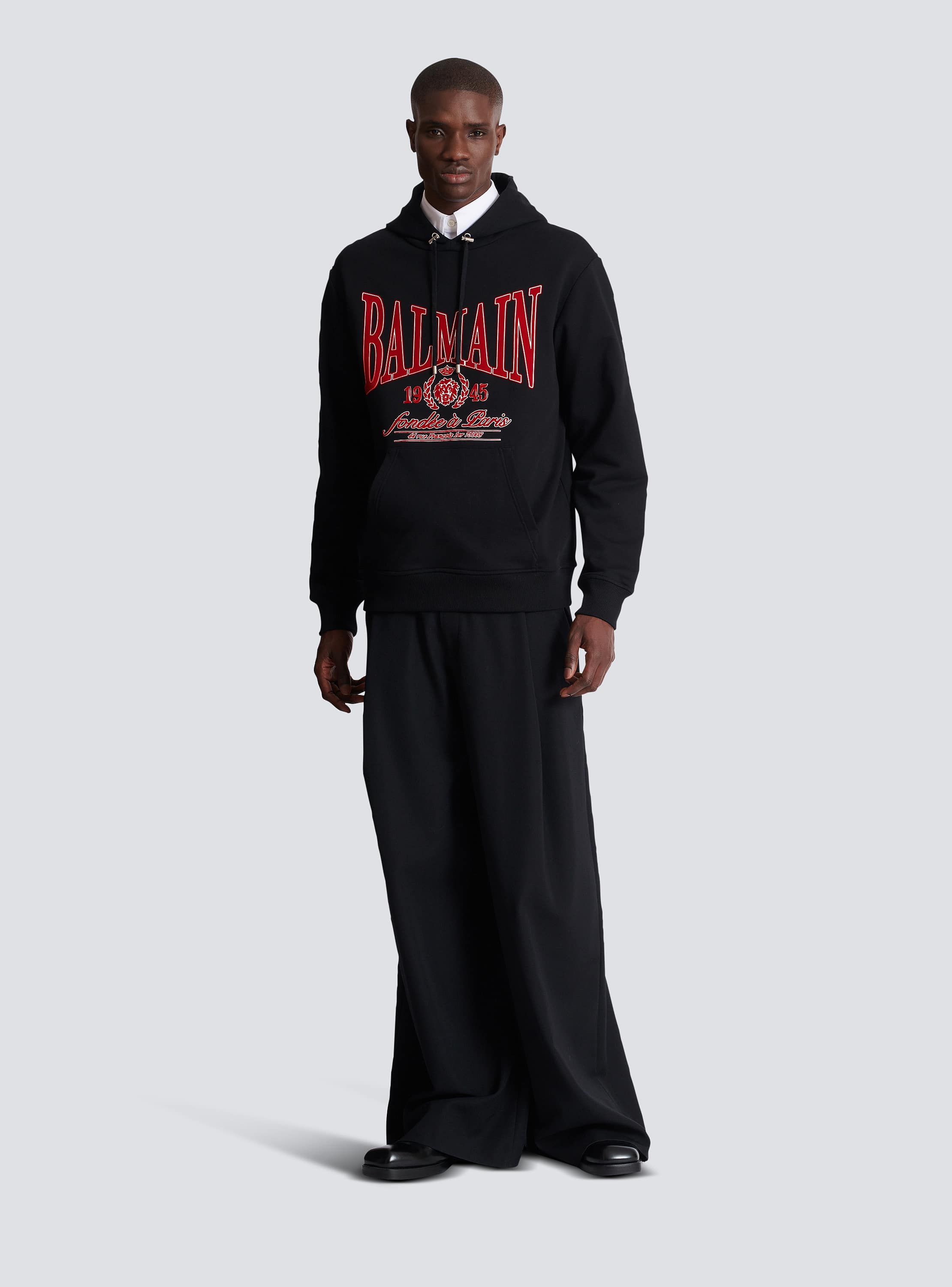 Flocked Balmain College hoodie