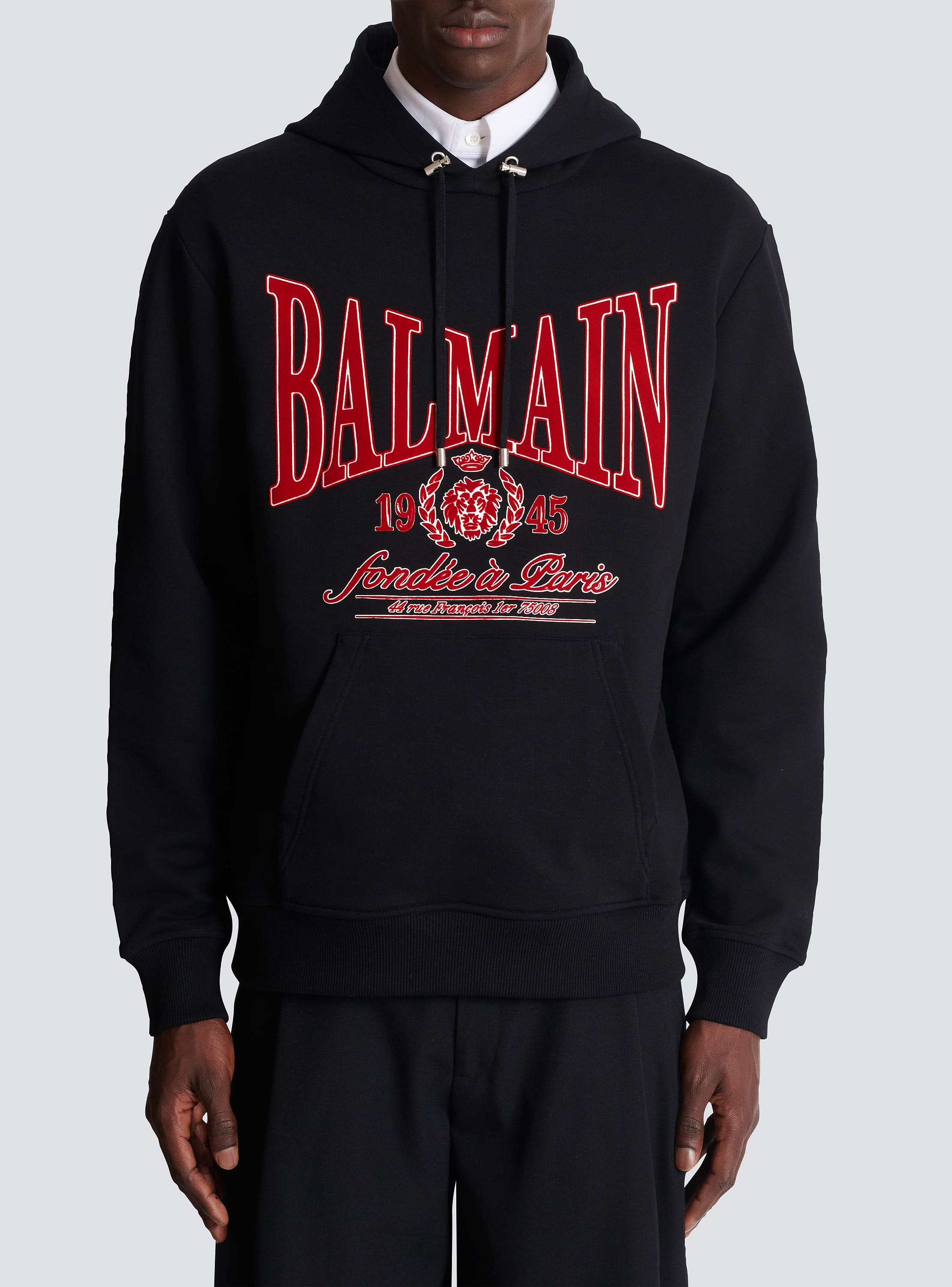 Flocked Balmain College hoodie