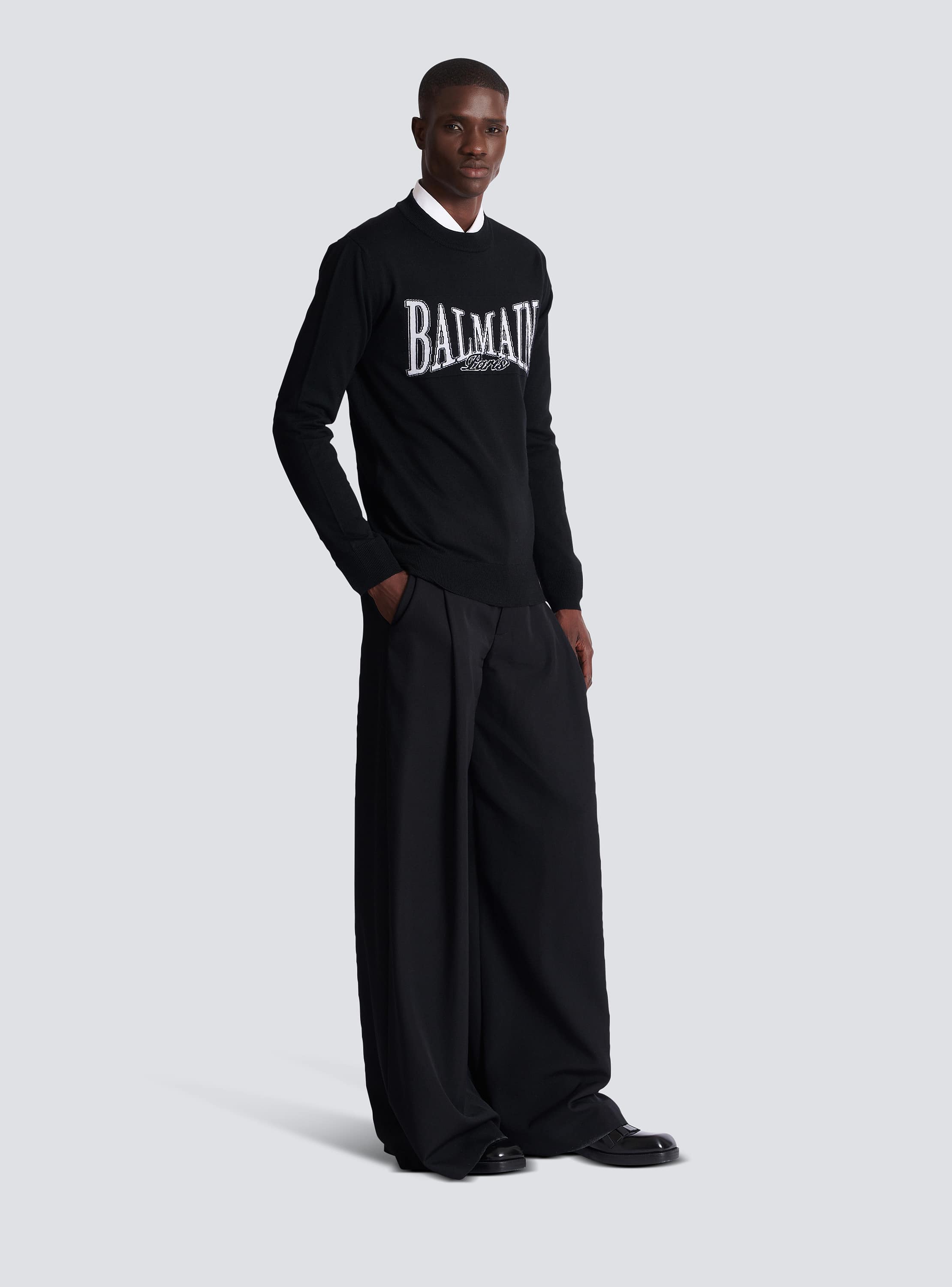 Balmain College jacquard knit jumper