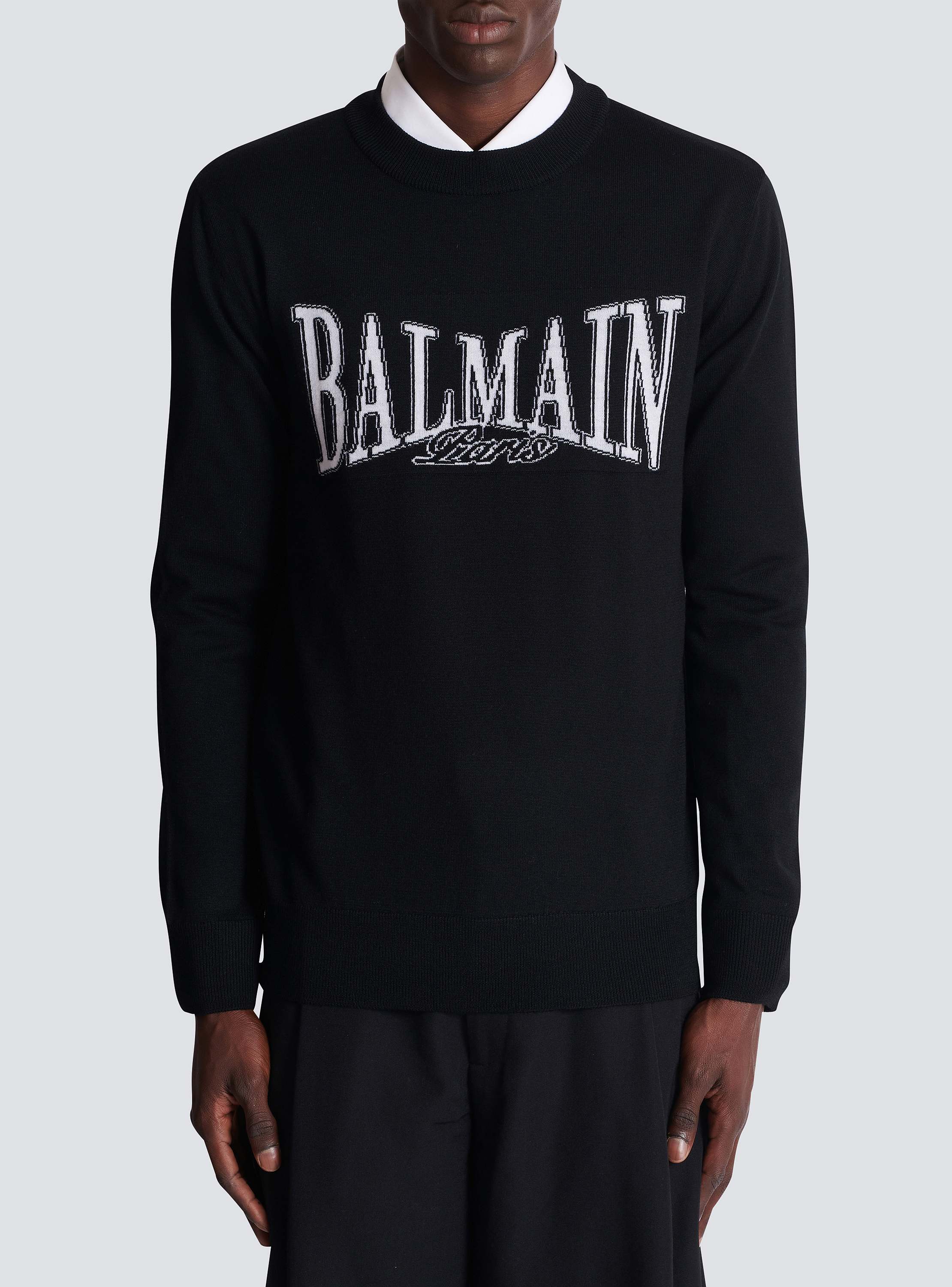 Balmain College jacquard knit jumper