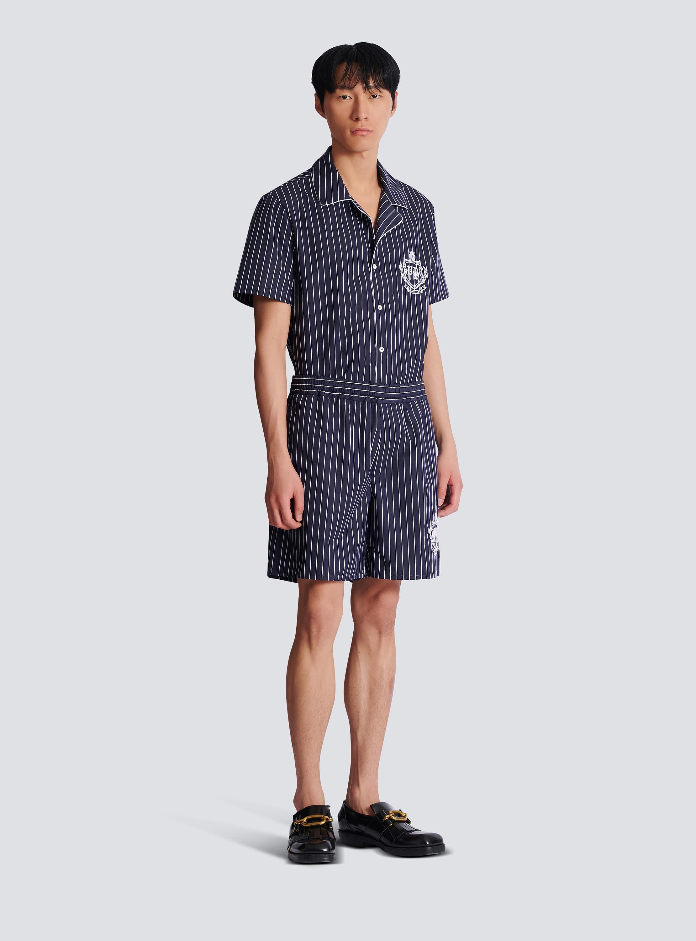 Striped poplin pyjama shorts