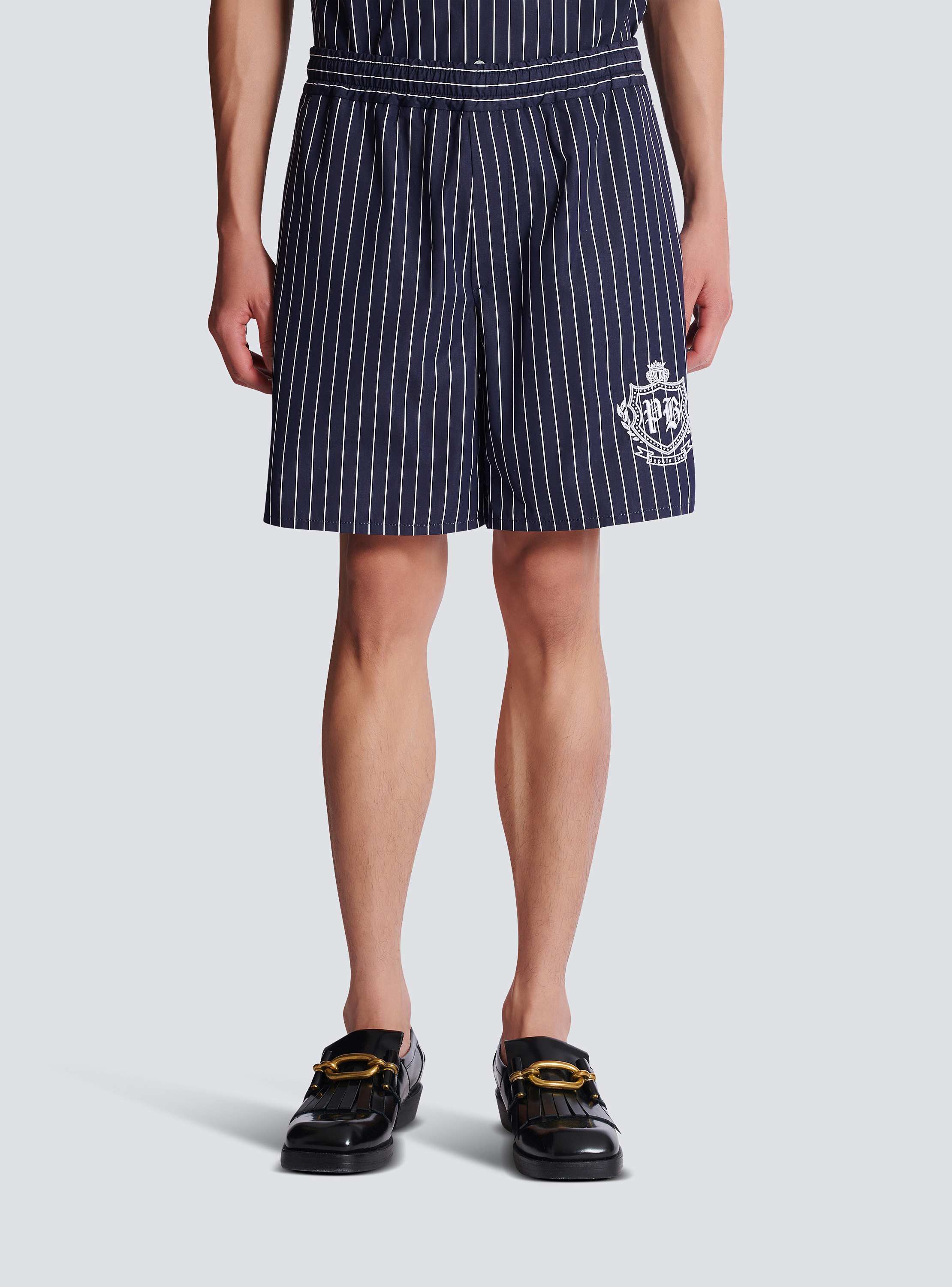 Striped poplin pyjama shorts