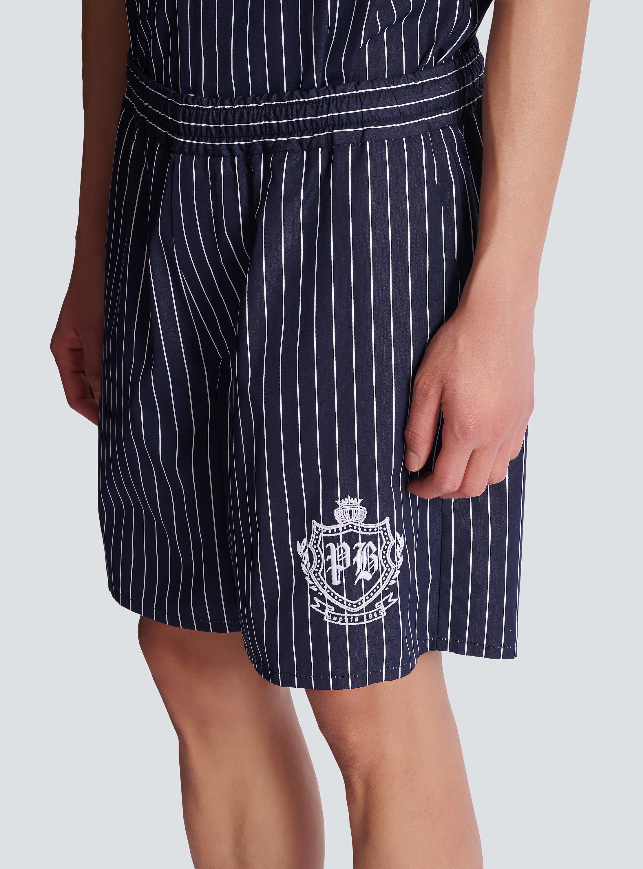 Striped poplin pyjama shorts