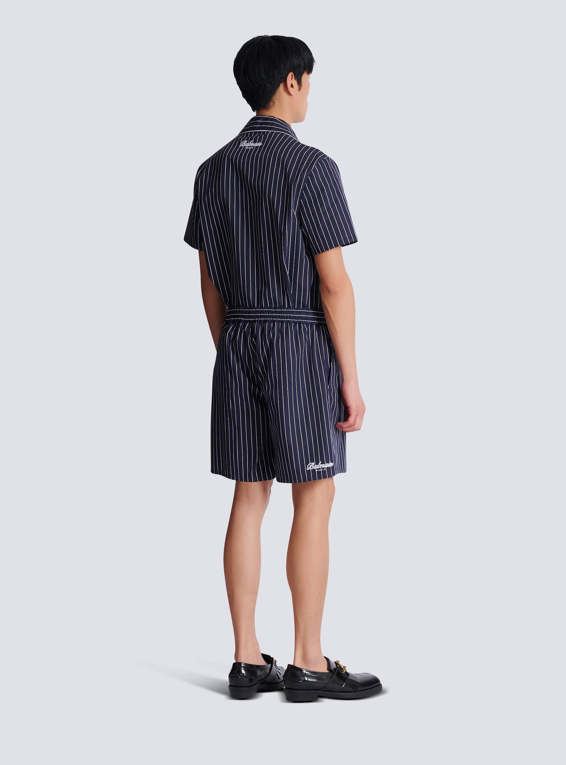 Striped poplin pyjama shorts