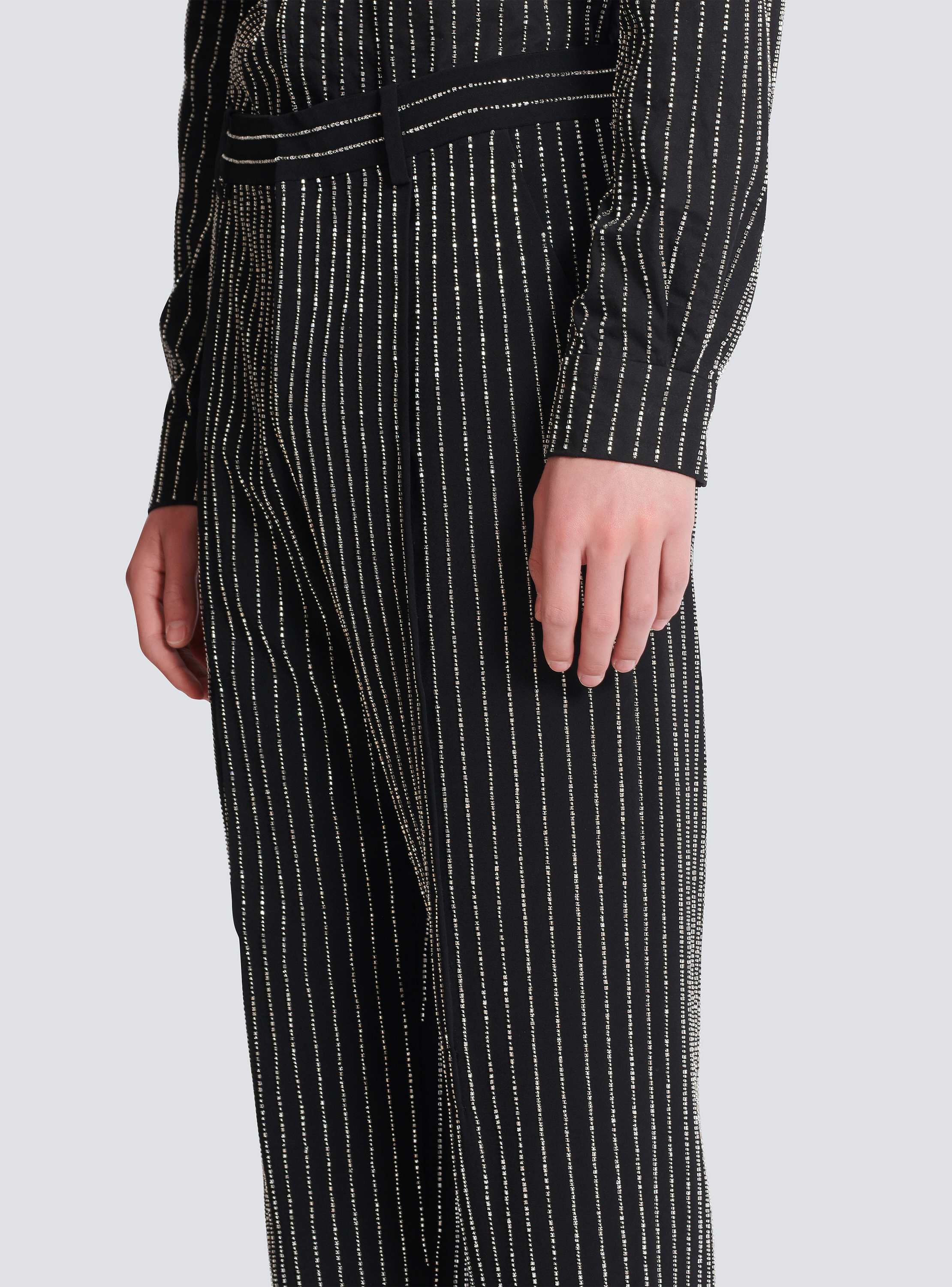 Straight-leg trousers with crystal stripes