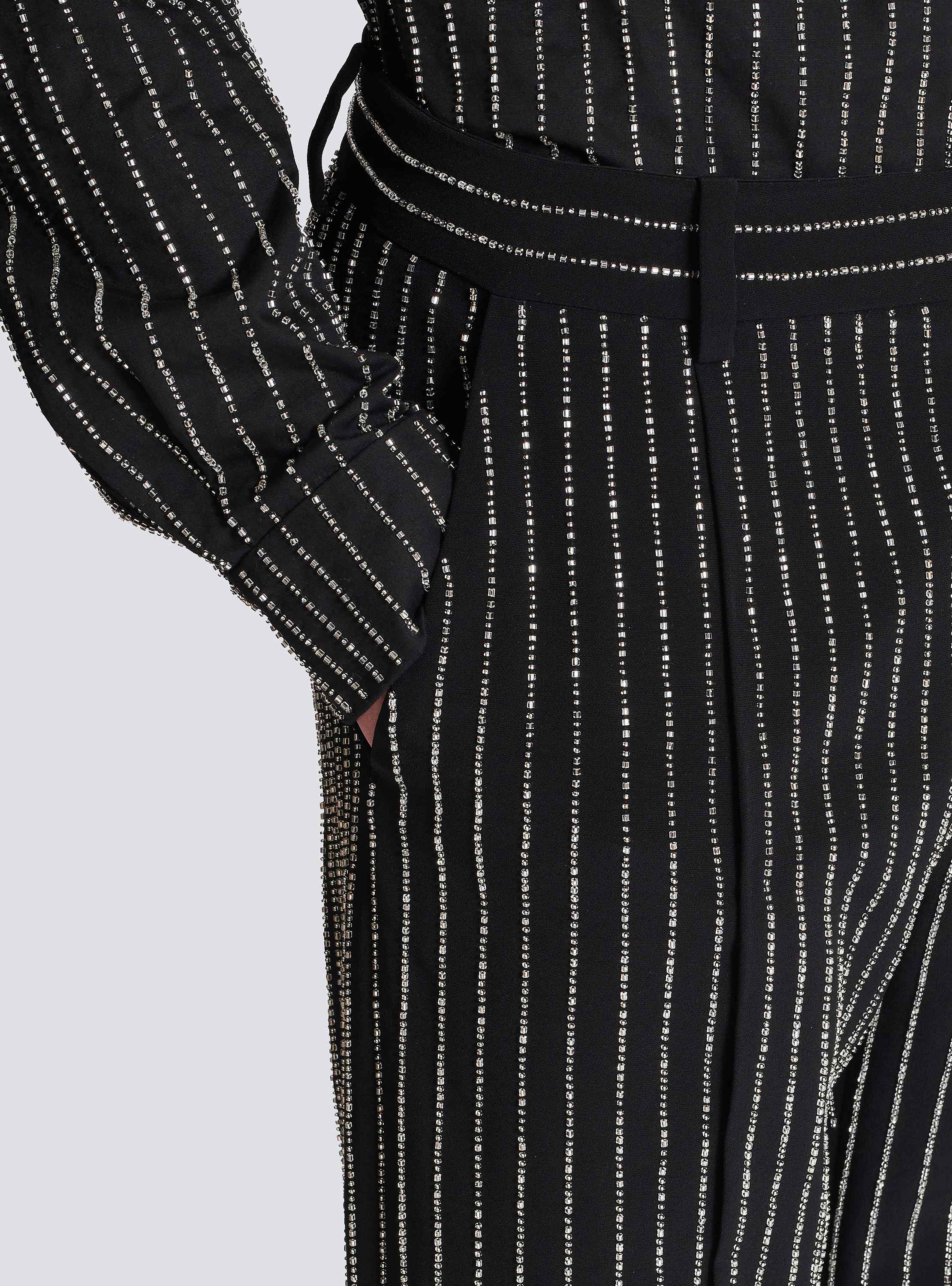 Straight-leg trousers with crystal stripes