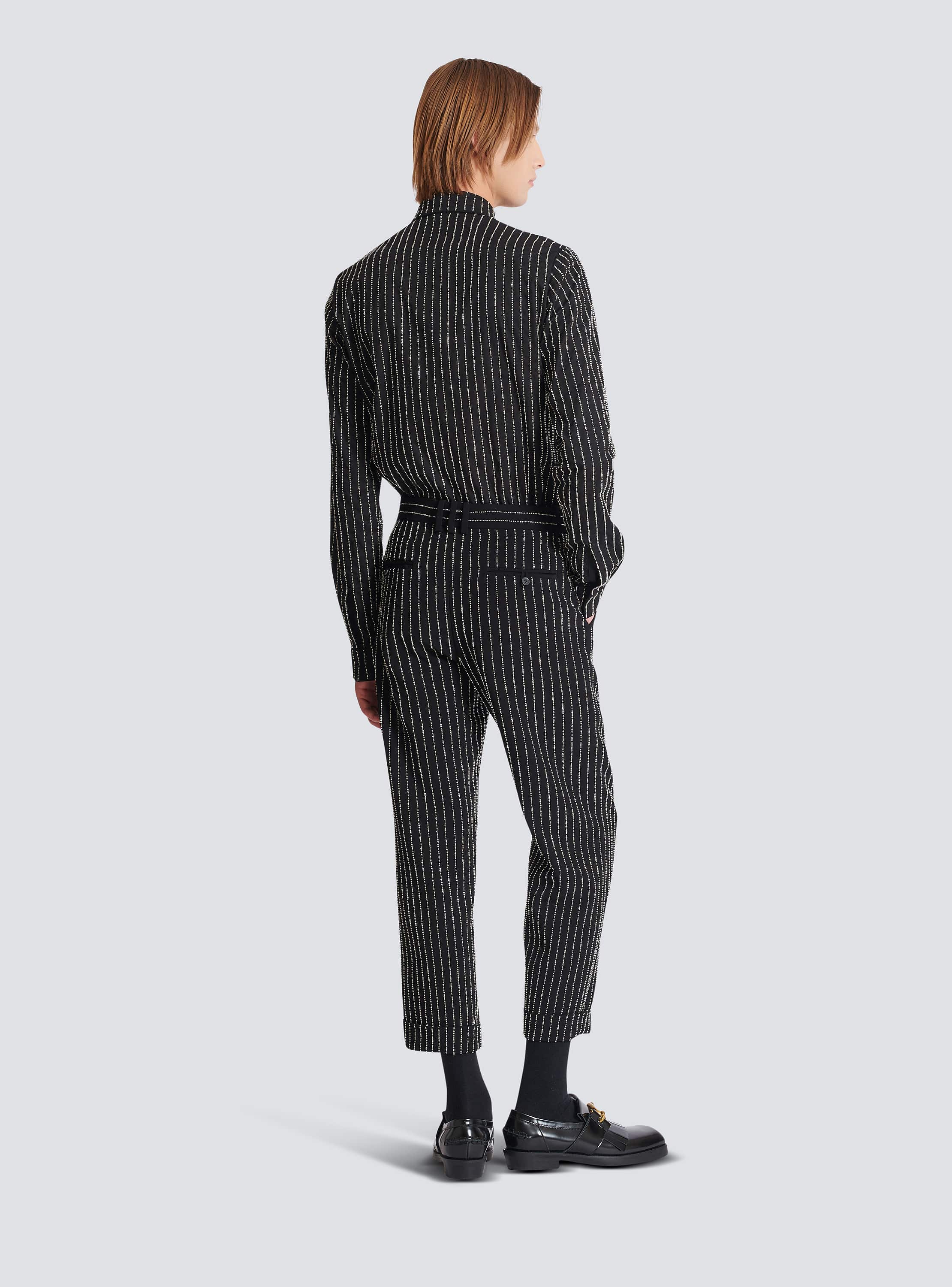 Straight-leg trousers with crystal stripes