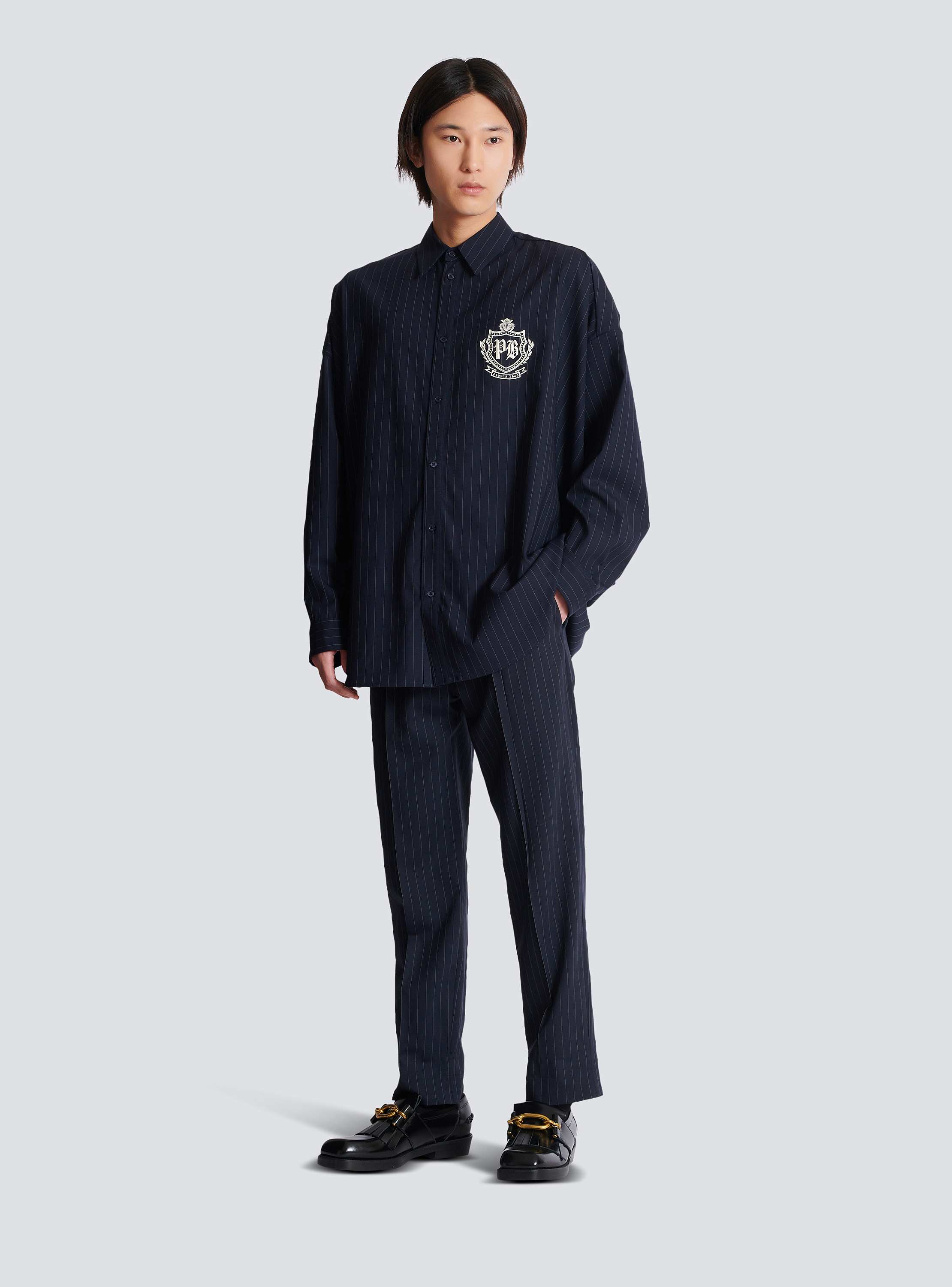 Straight-leg trousers in pinstripe wool 