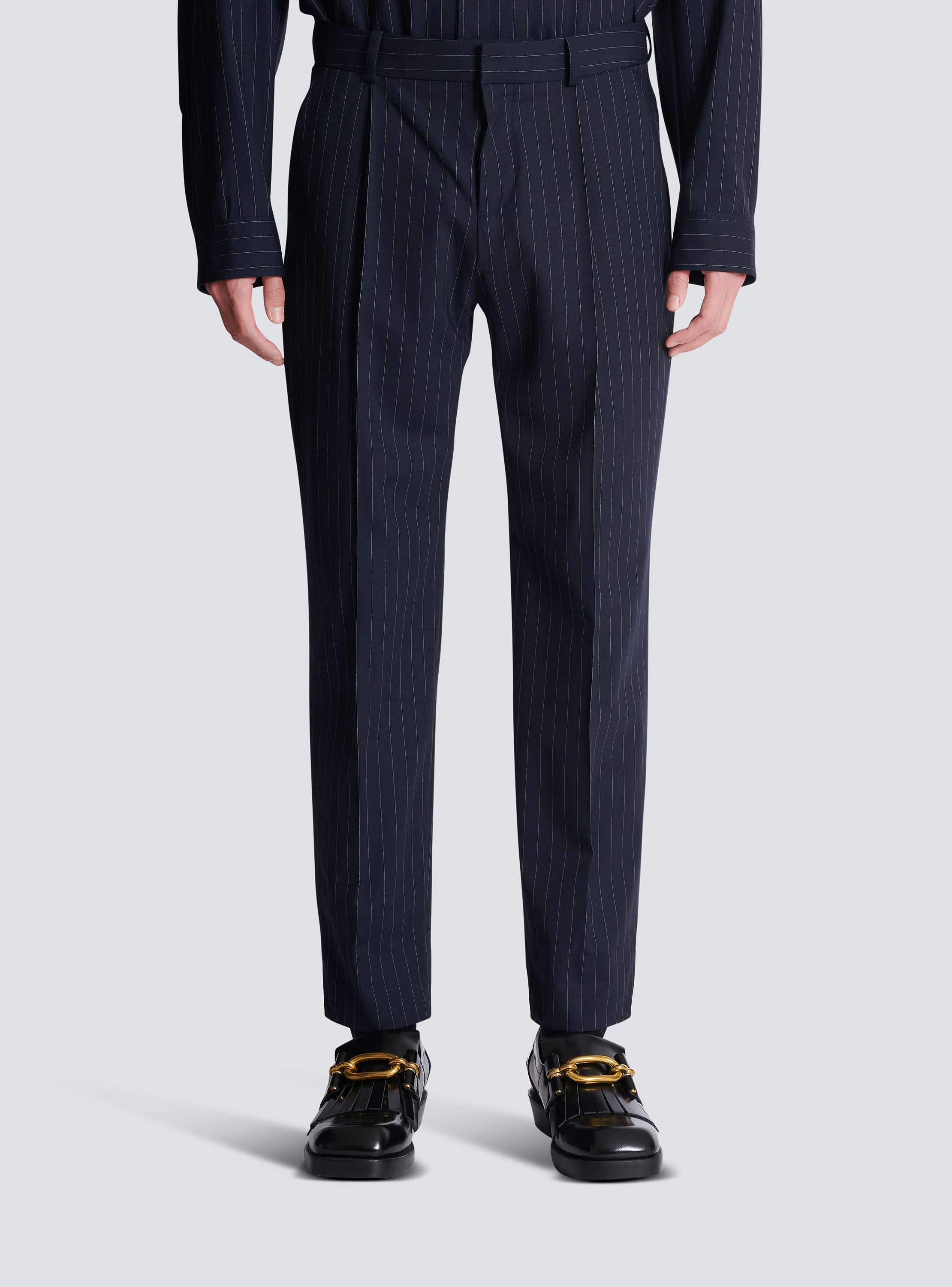 Straight-leg trousers in pinstripe wool 