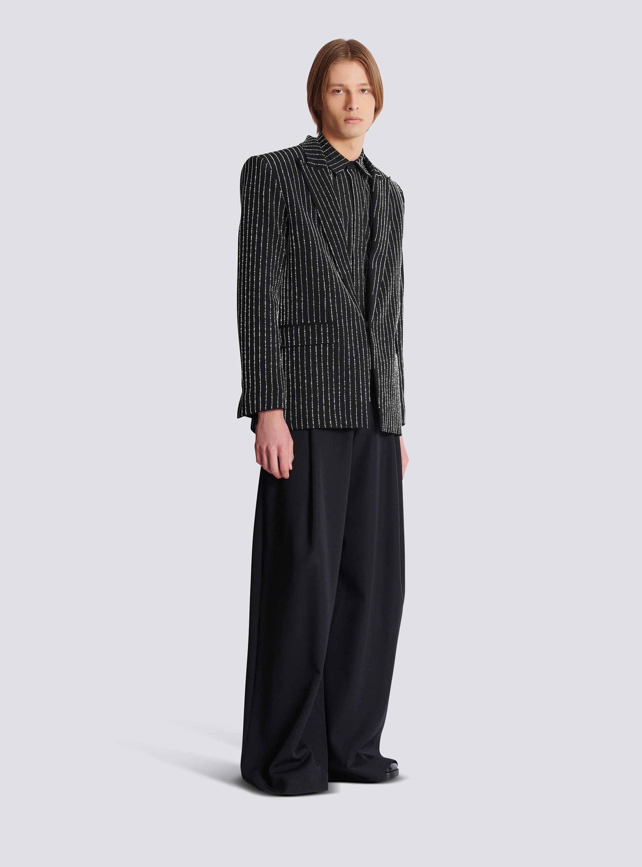 BALMAIN　バルマン　お袖ファーウエストシェイプダブルフェイスジャケット BALMAIN バルマン お袖ファーウエストシェイプダブルフェイス