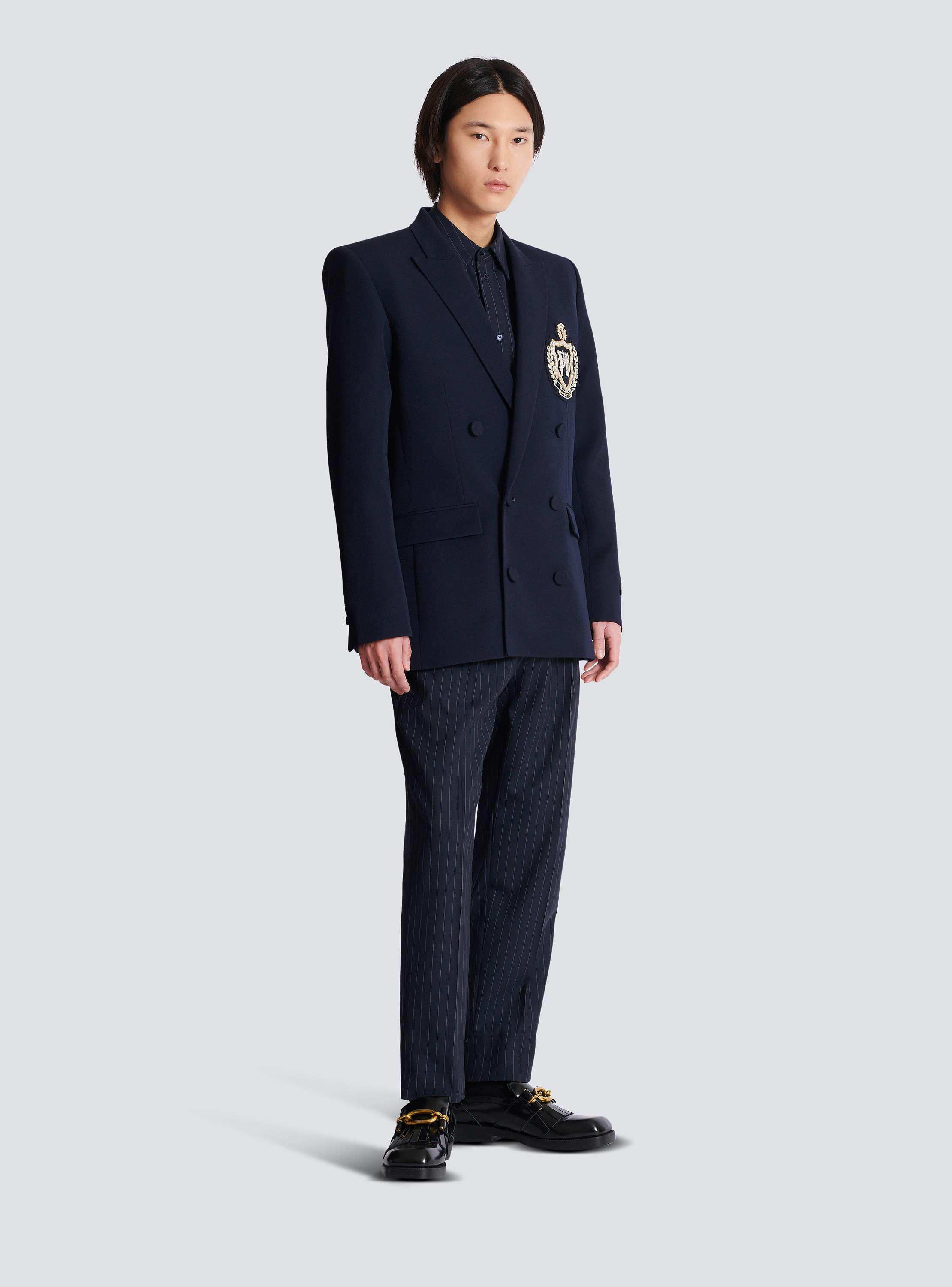 クリスタル パッチ ウール ブレザージャケット 