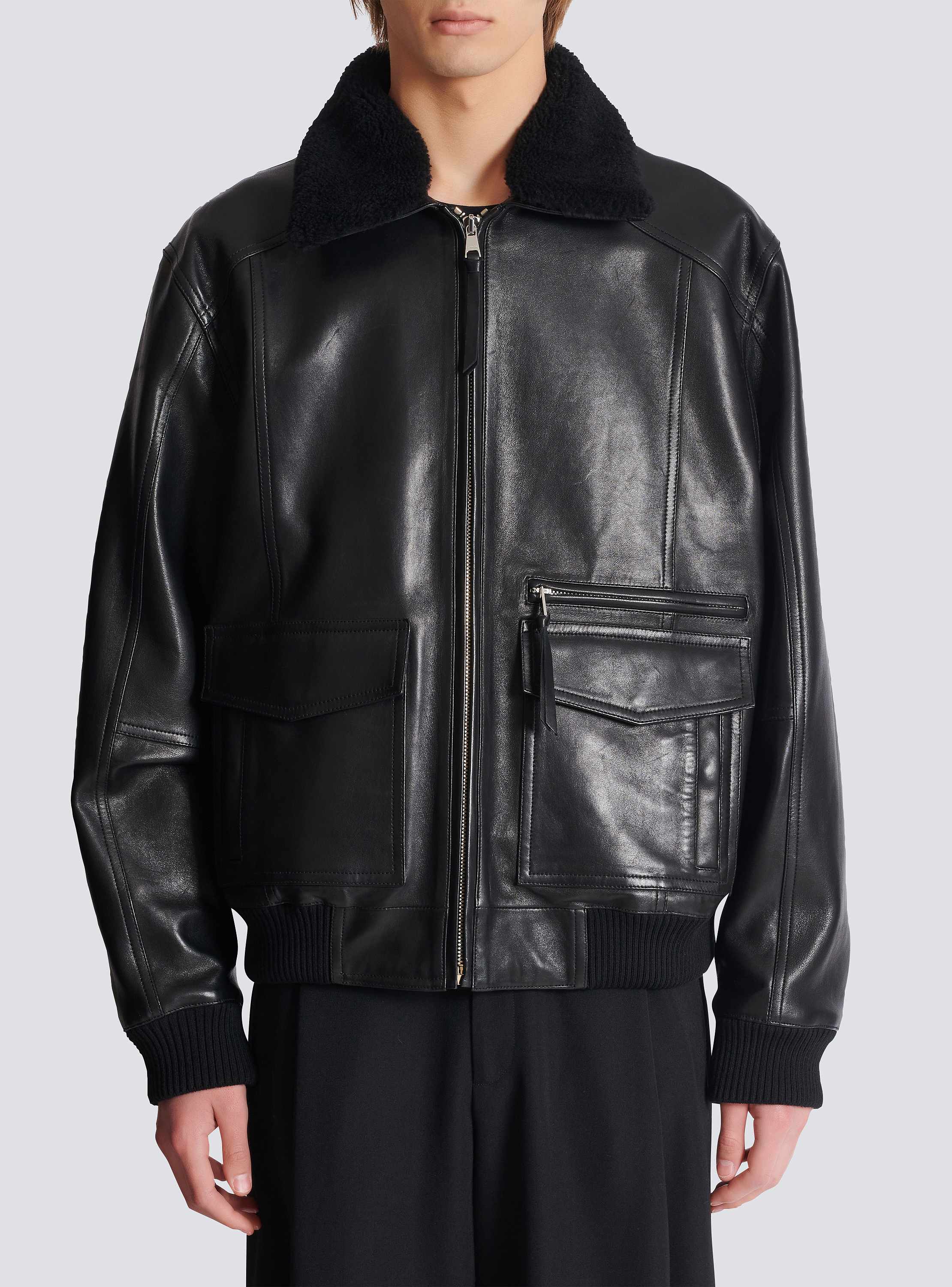 Lambskin aviator bomber jacket