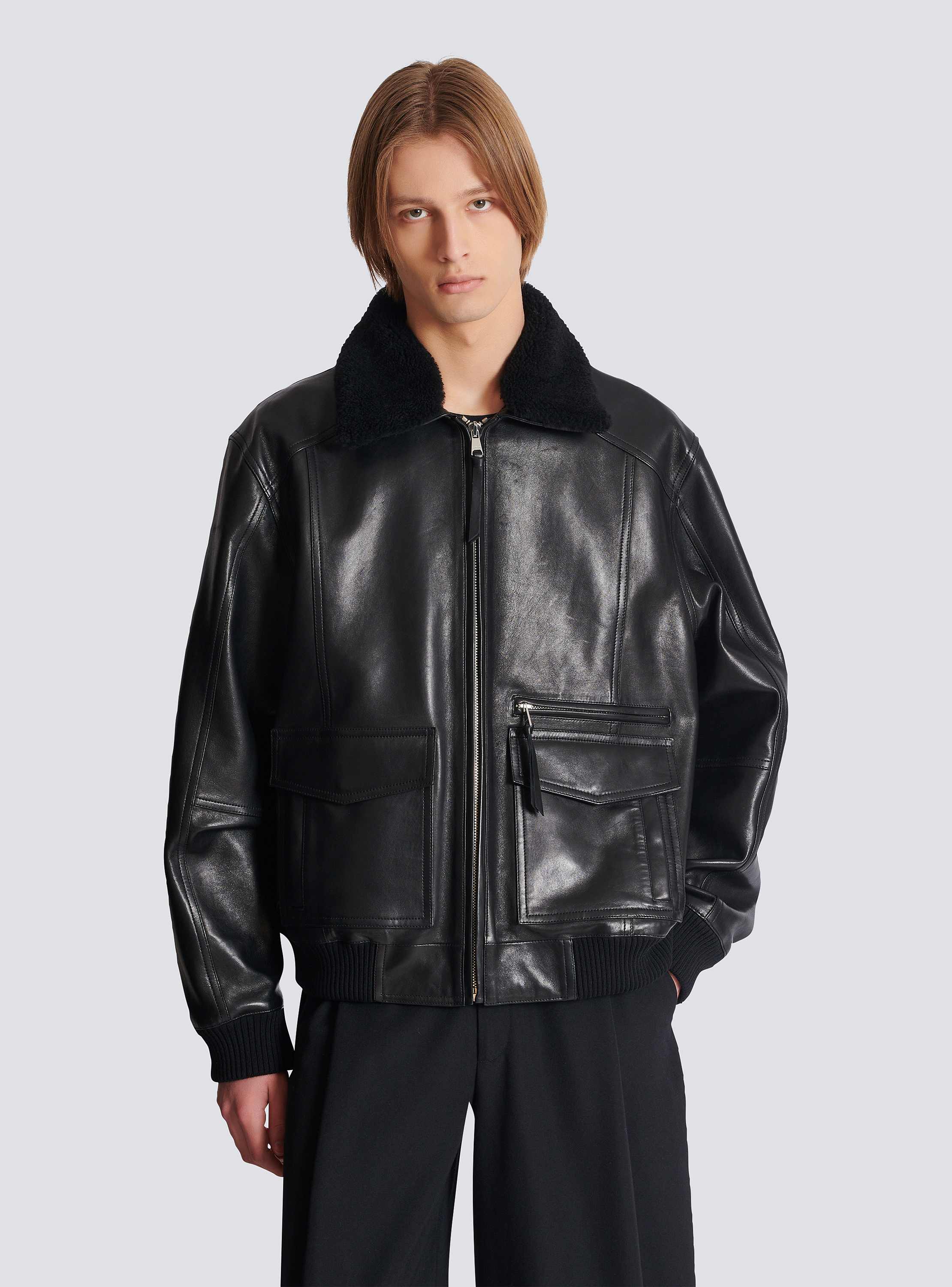 Lambskin aviator bomber jacket