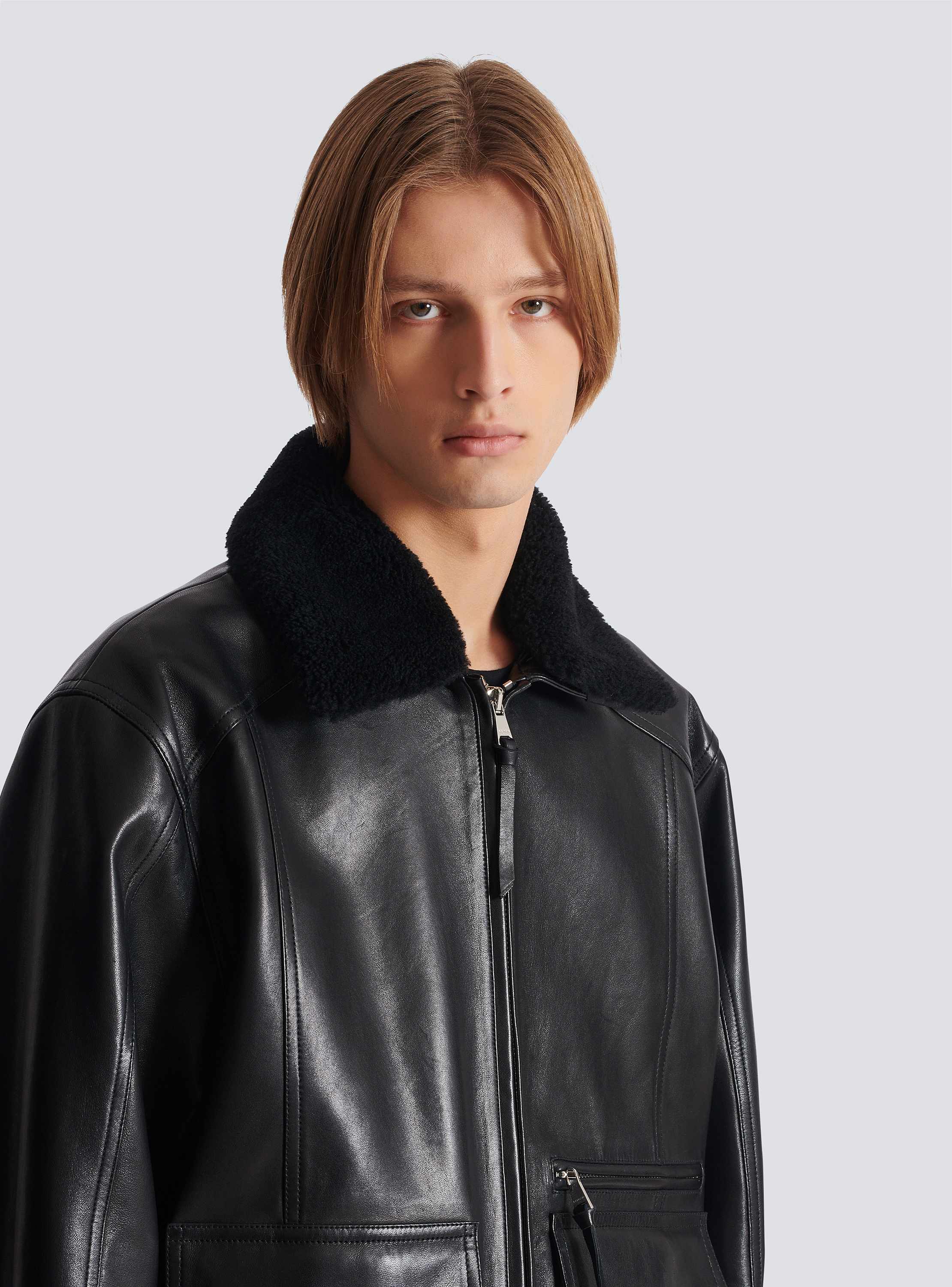 Lambskin aviator bomber jacket