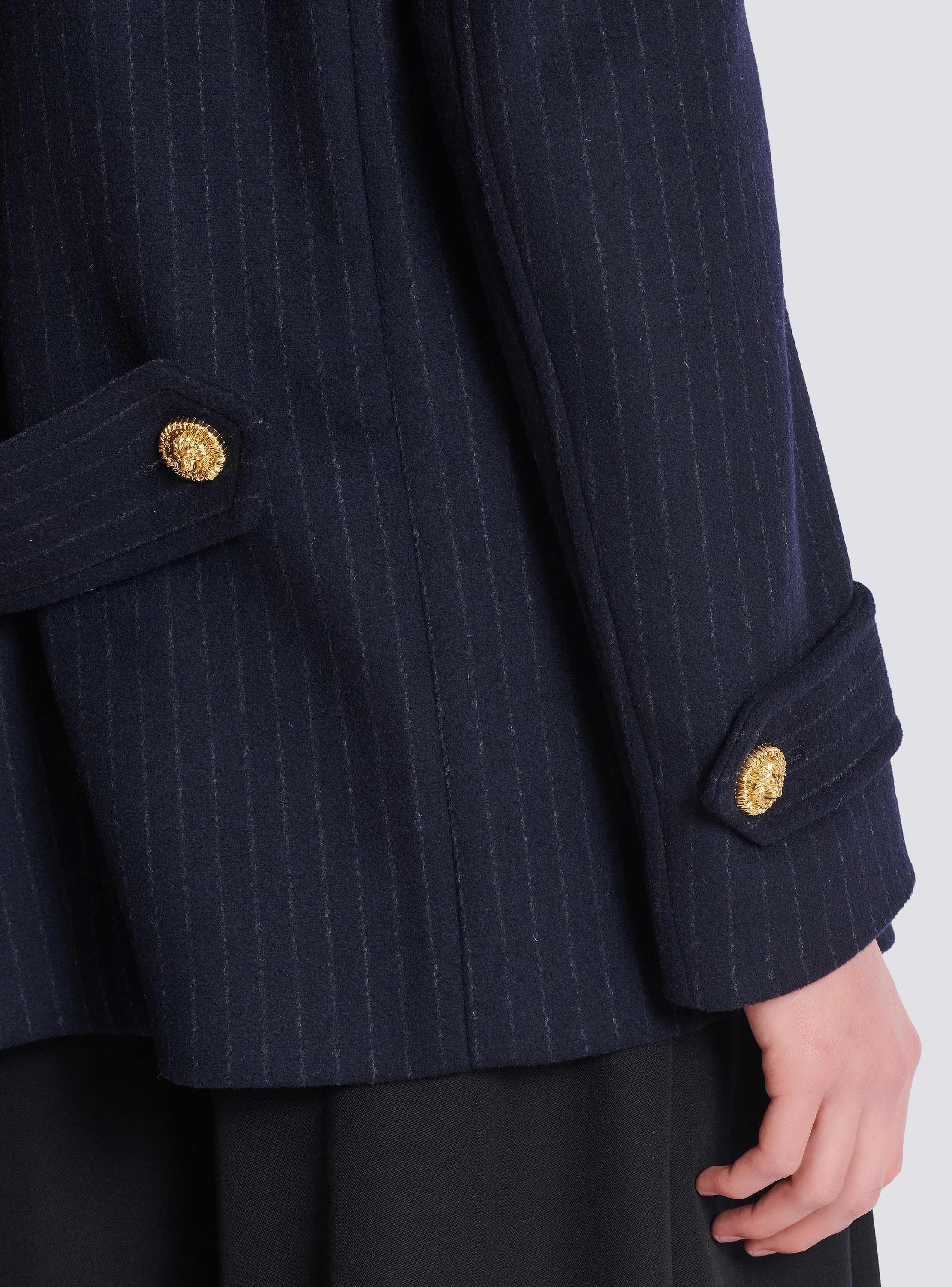 Short striped wool pea coat