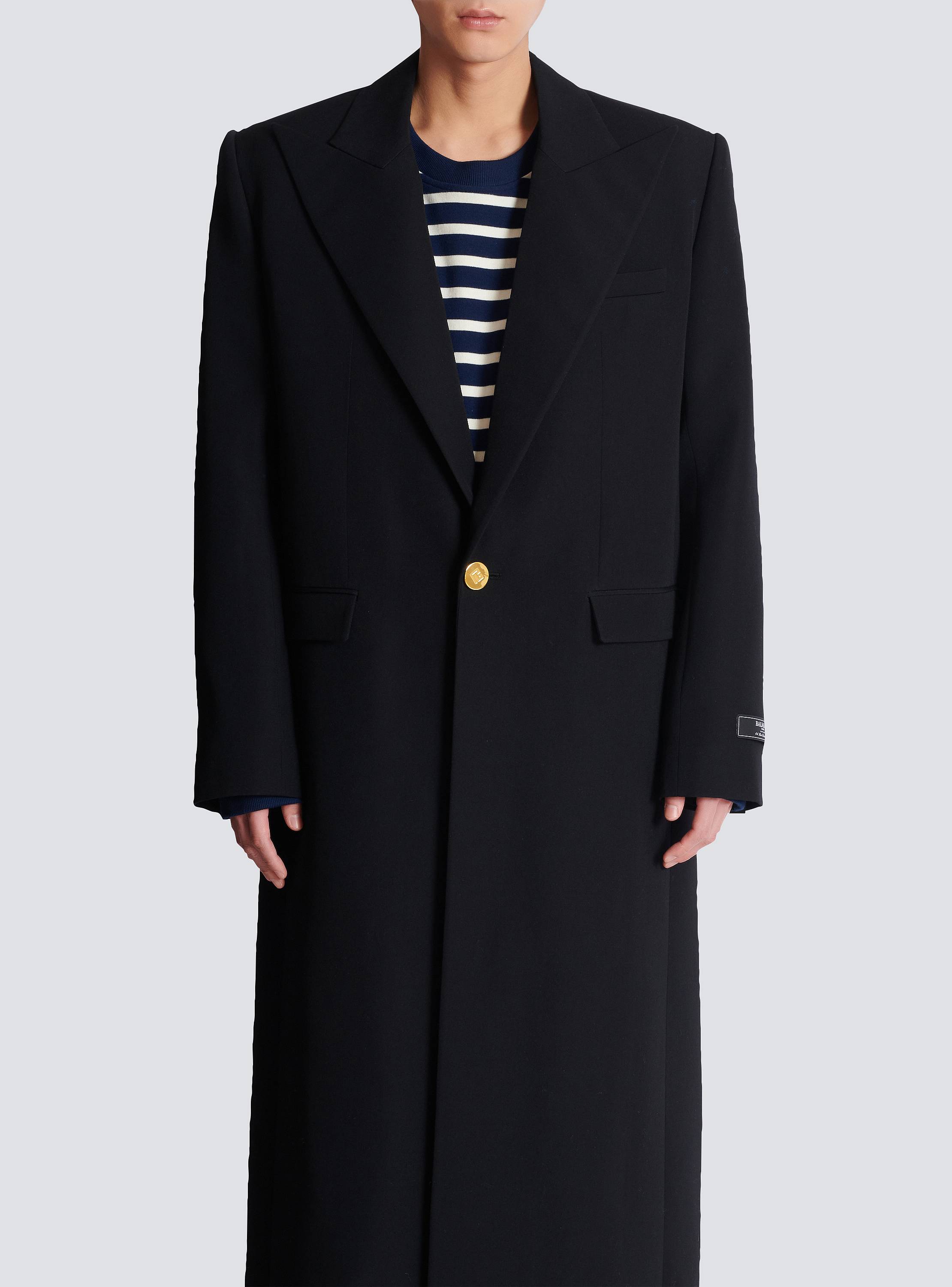 Long coat in grain de poudre wool
