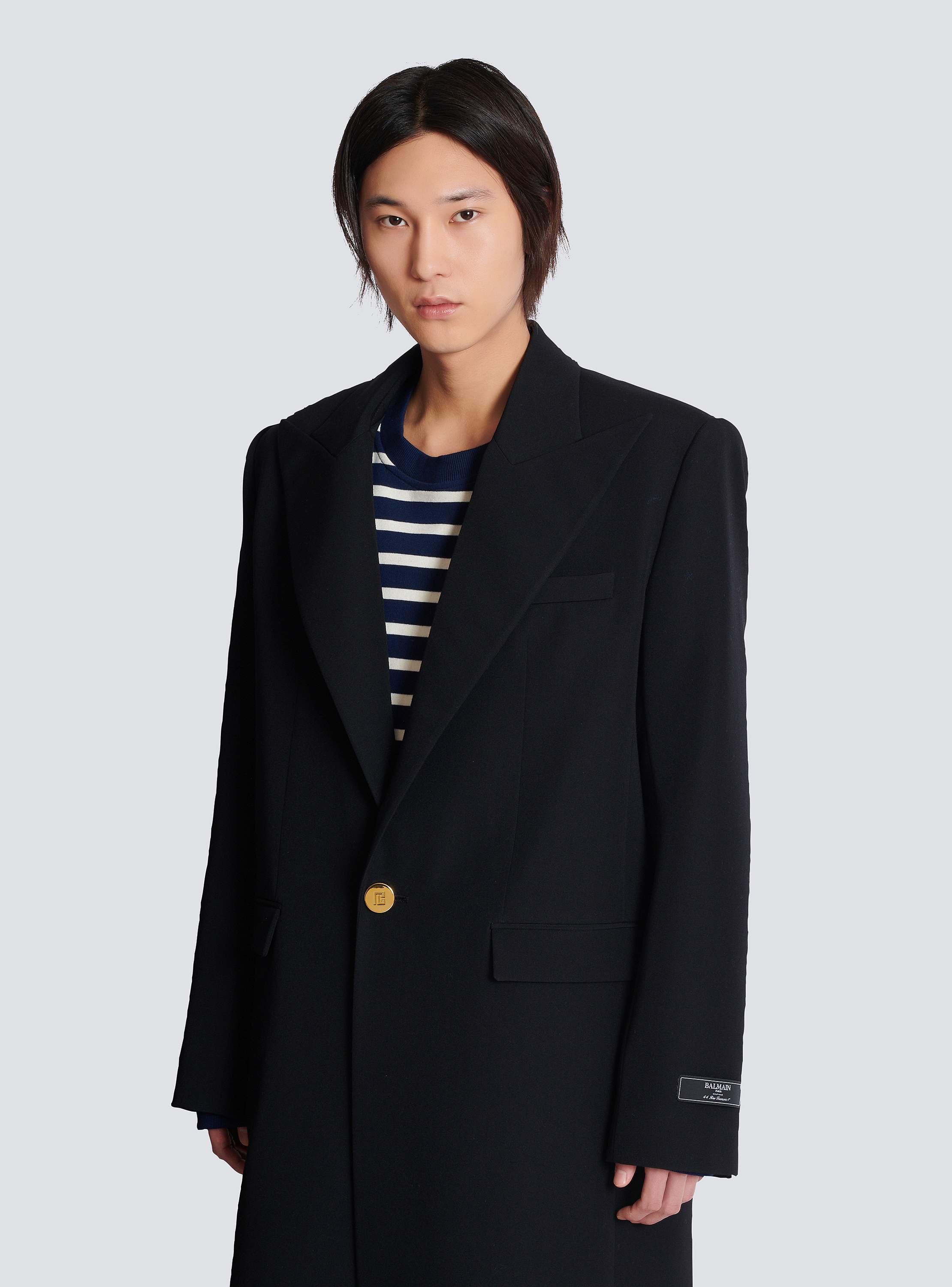 Long coat in grain de poudre wool