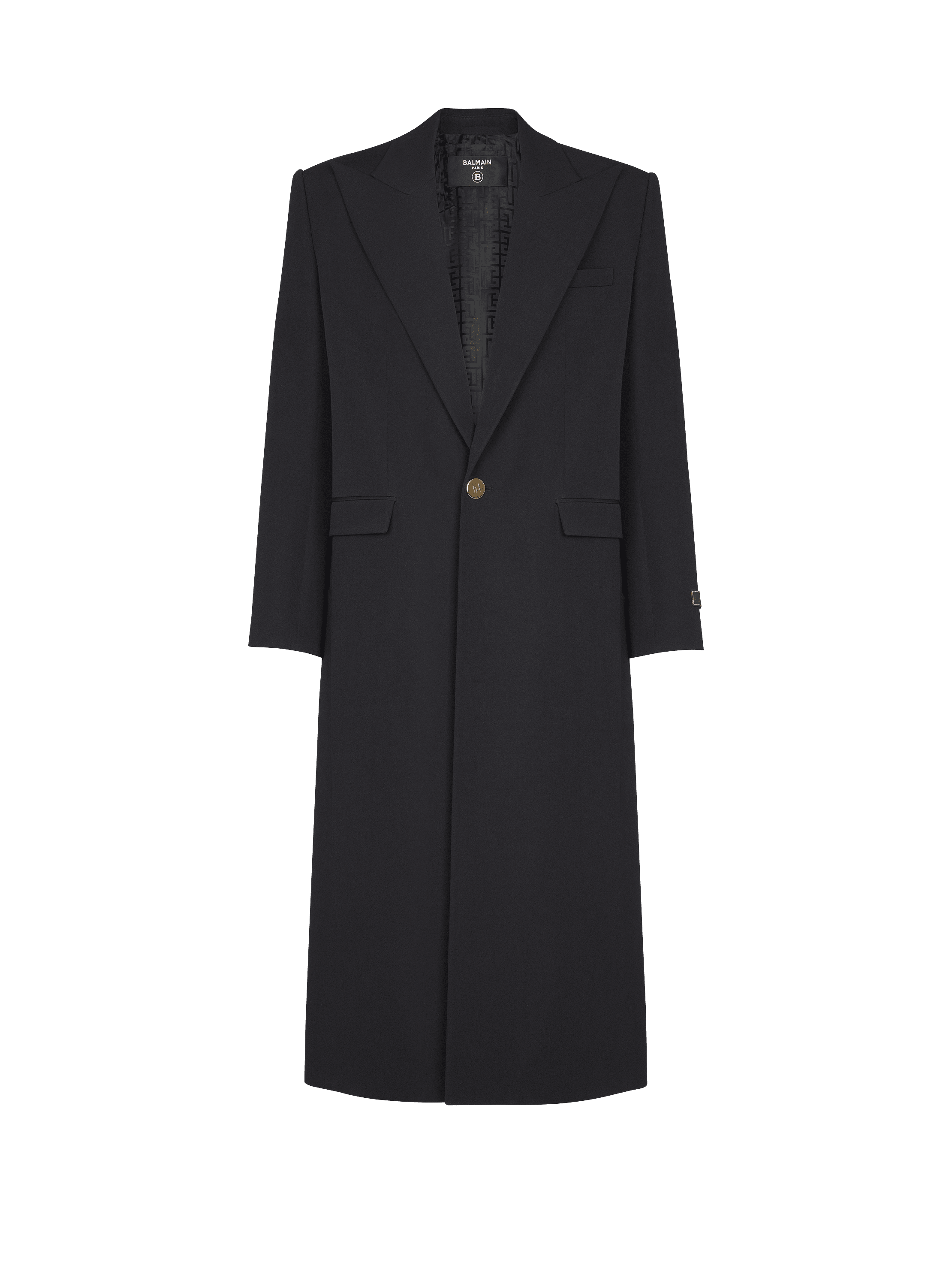 Long coat in grain de poudre wool