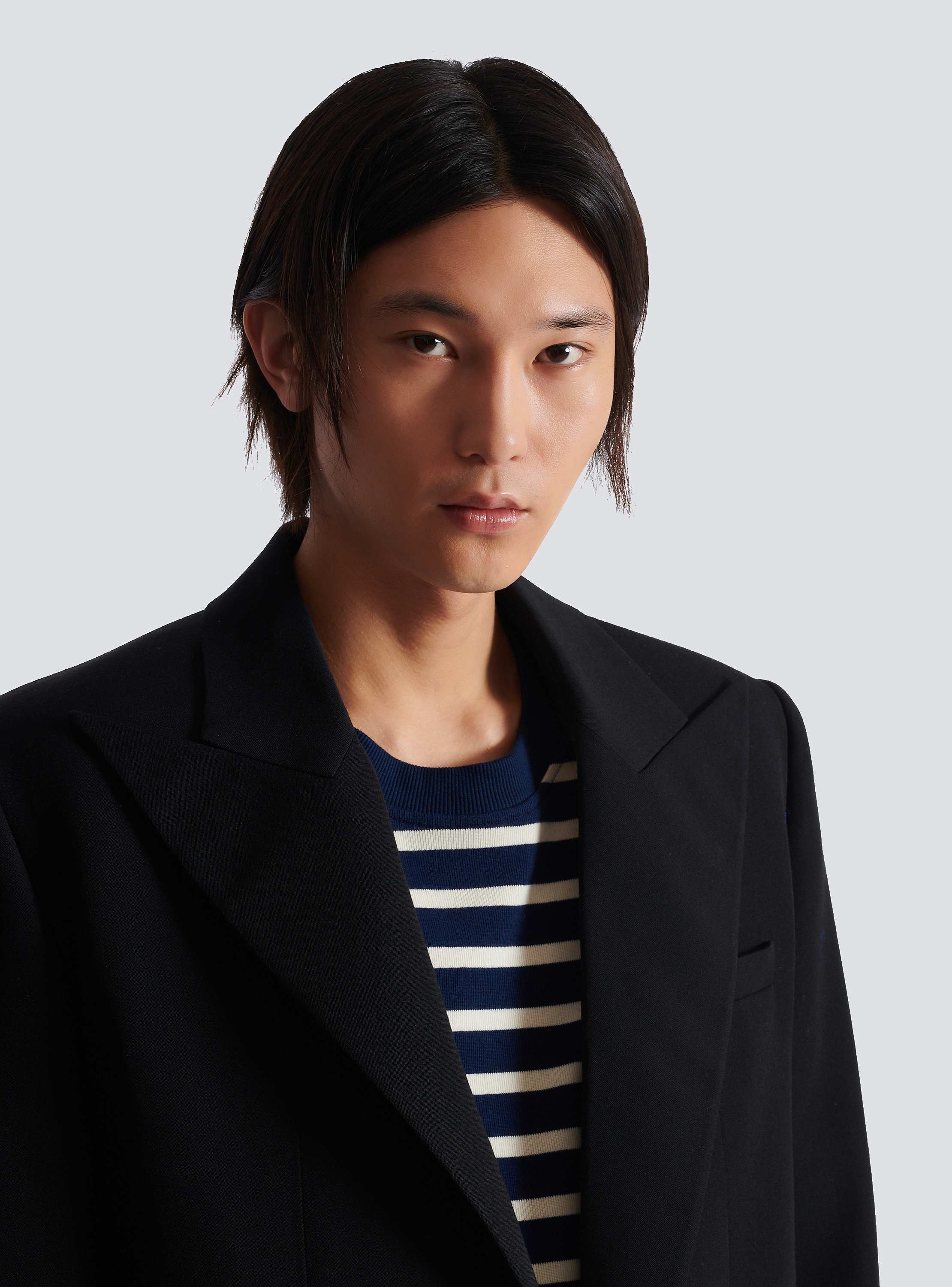 Long coat in grain de poudre wool