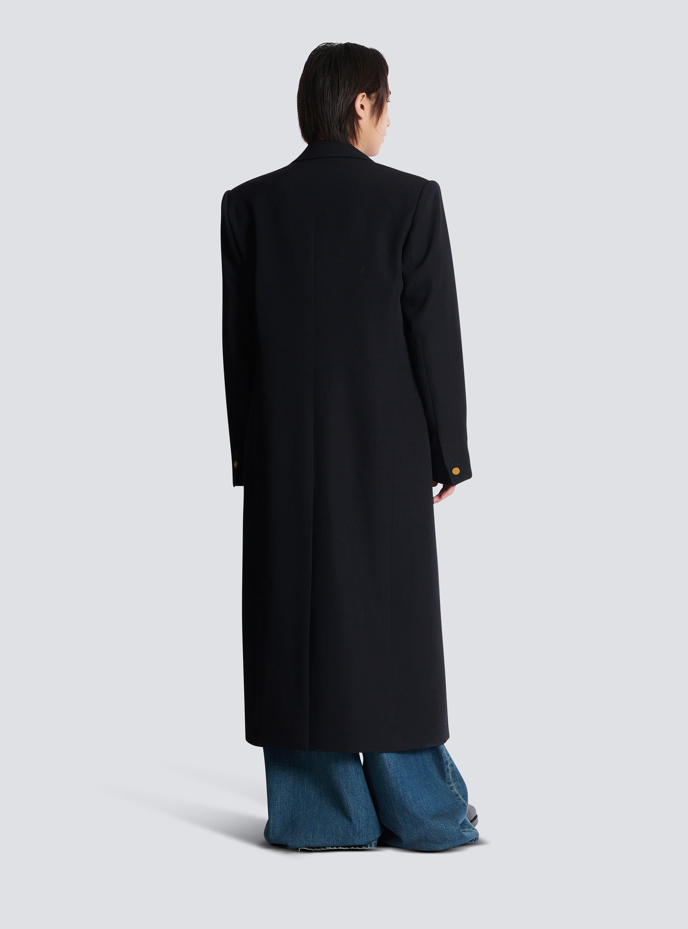 Long coat in grain de poudre wool