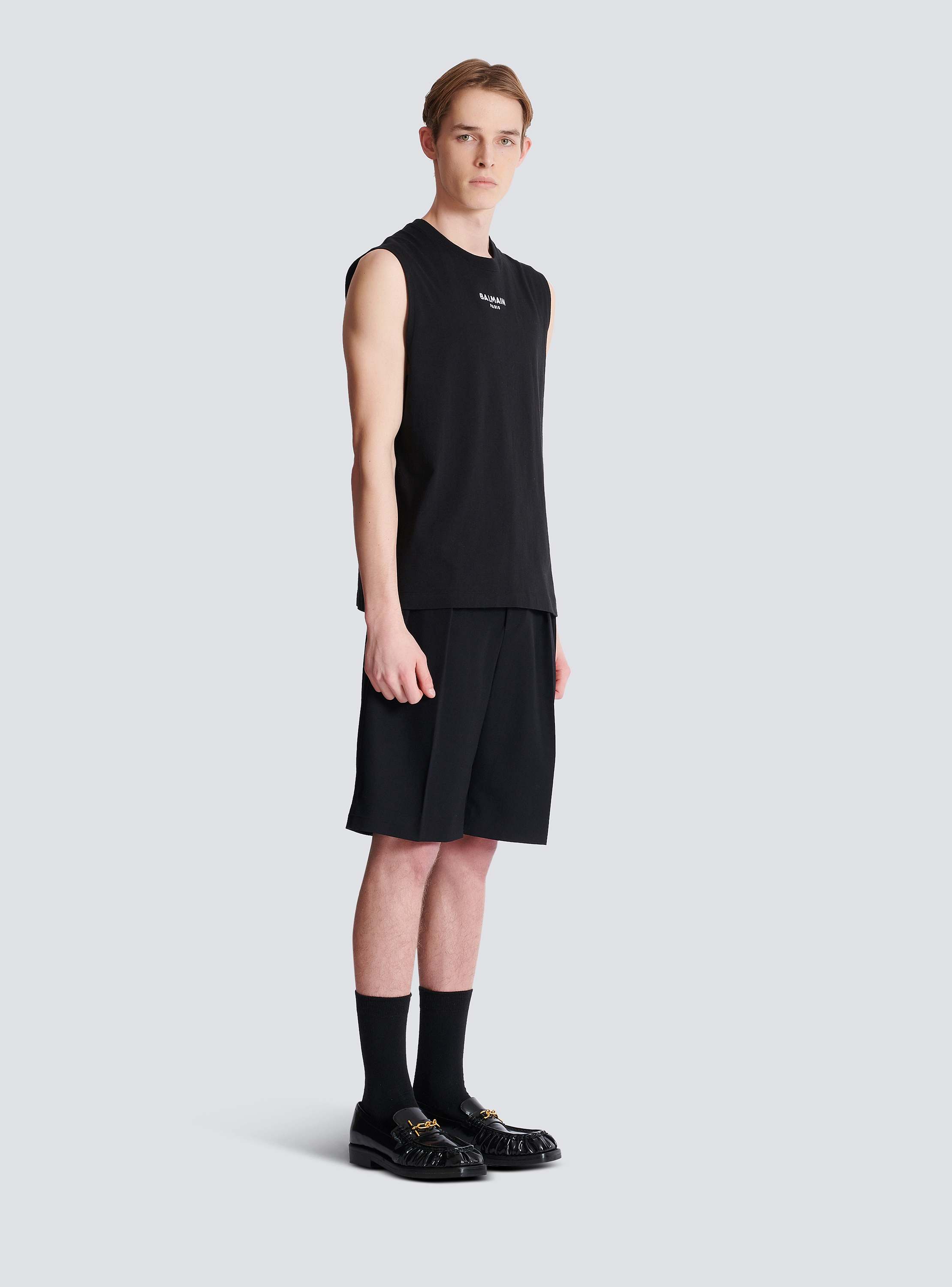 トップス Balmain no sleeves foodie vest Balmain Paris embroidered vest top black black - Men | BALMAIN