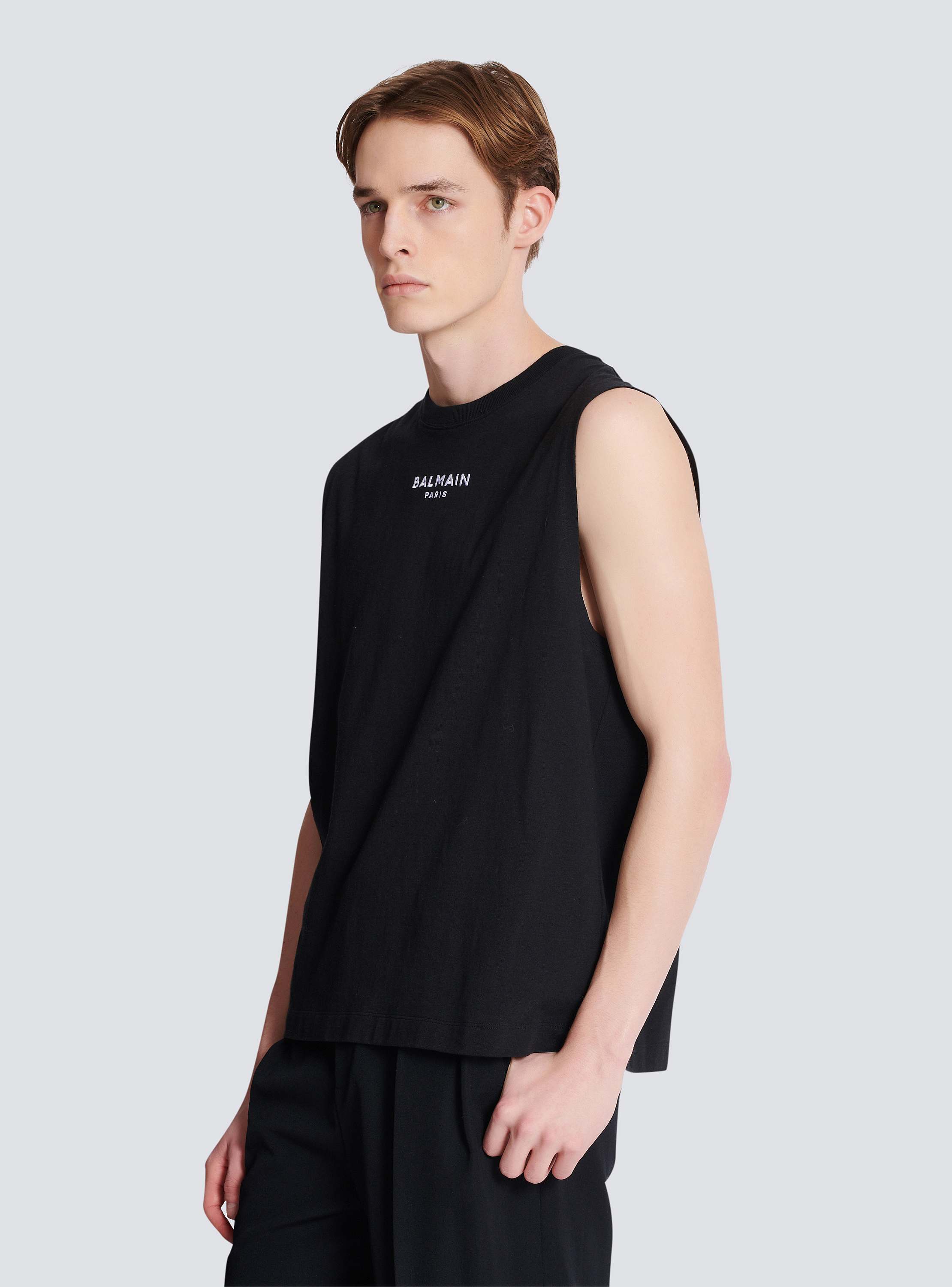 タンクトップ BALMAIN SMALL BALMAIN PARIS EMB TANK TOP (FH1EC025 BD10EAB) Balmain Paris tank top black black - Women | BALMAIN