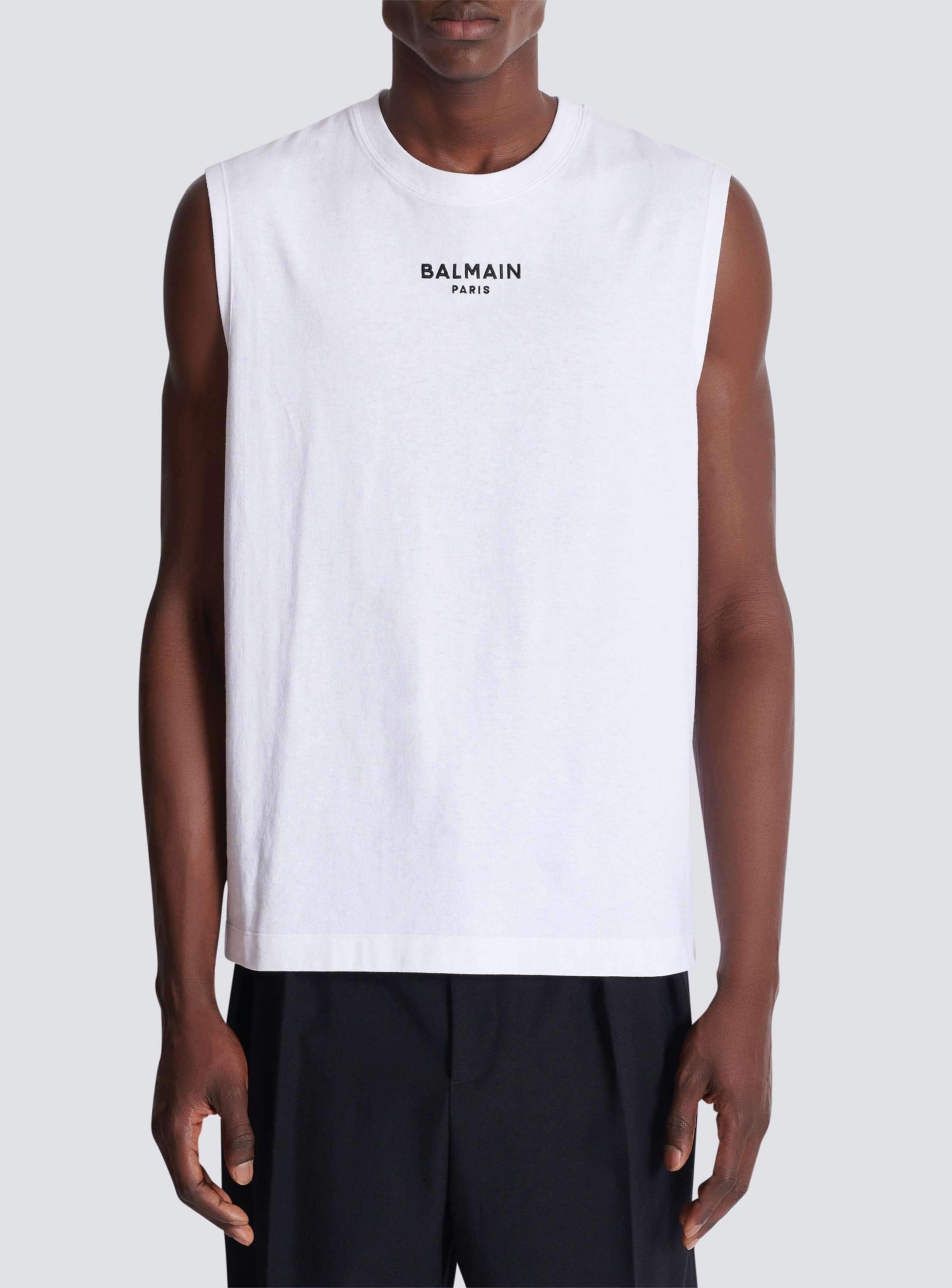 BALMAIN - ロゴ タンクトップ / TANK FLOCKY LOGO / ホワイト