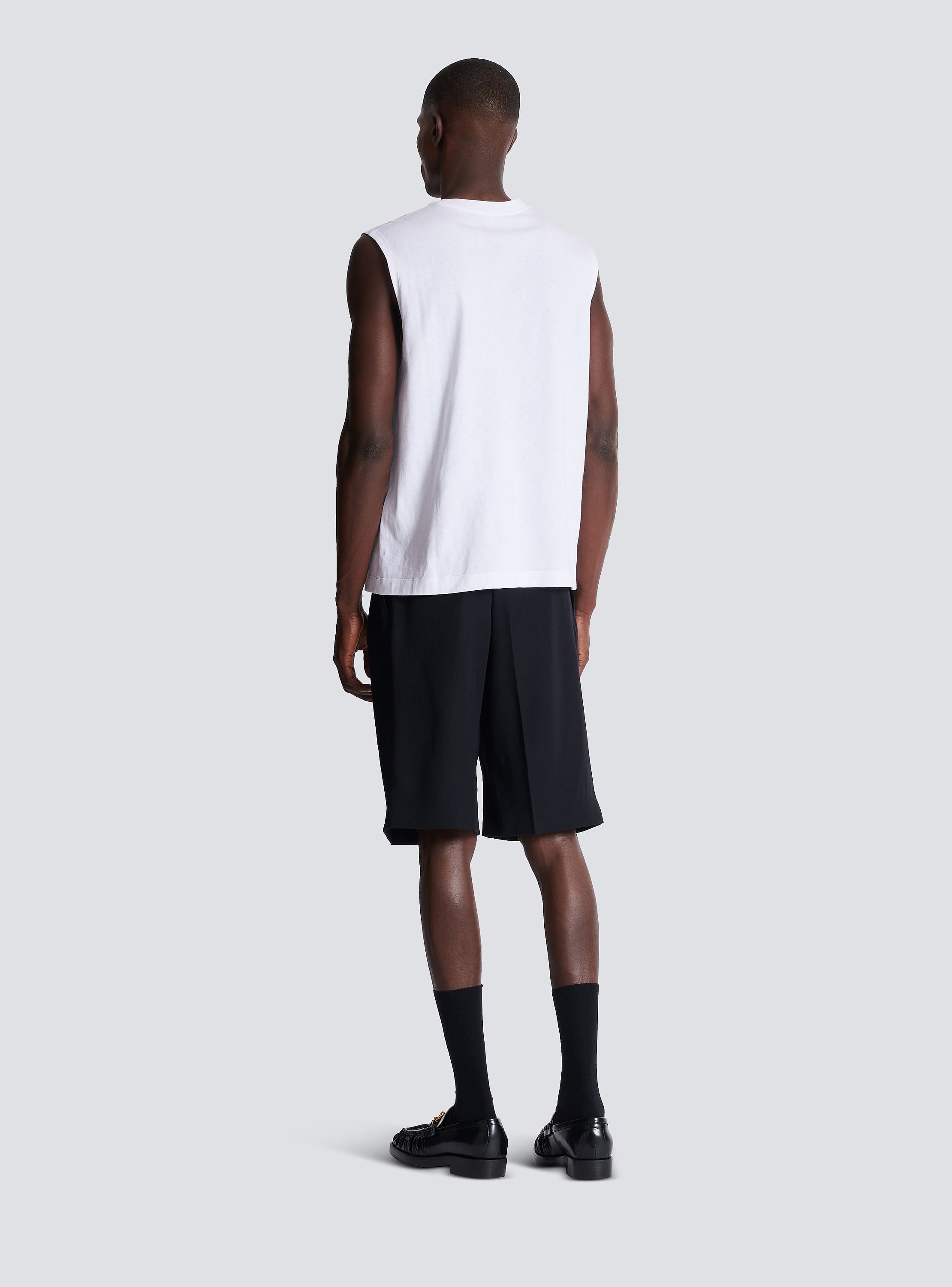 トップス Balmain no sleeves foodie vest Balmain Paris embroidered vest top black black - Men | BALMAIN