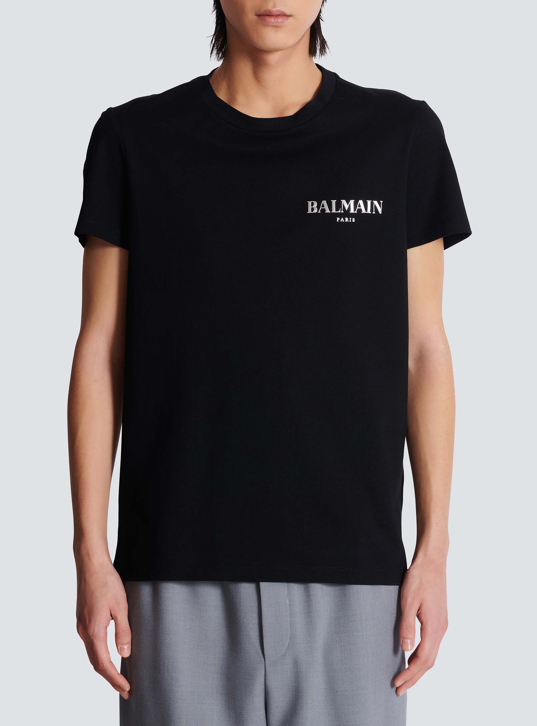 T-shirt with vintage gel Balmain logo black - Men | BALMAIN