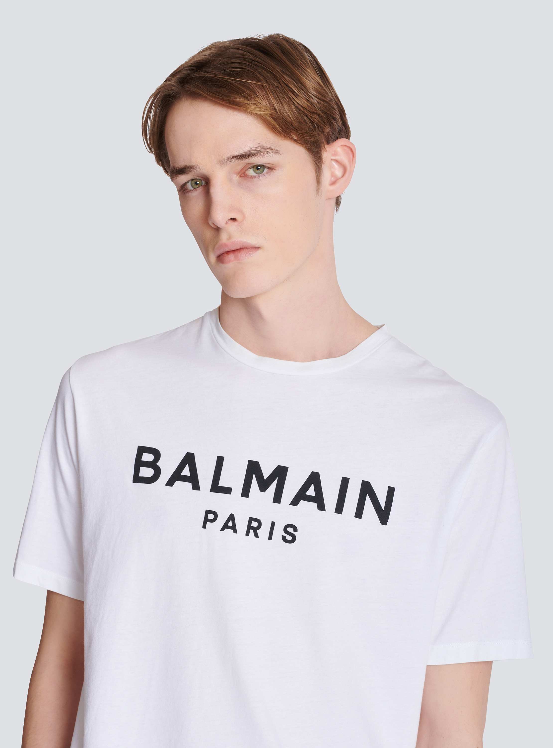 T-shirt with Balmain Paris print green - Men | BALMAIN